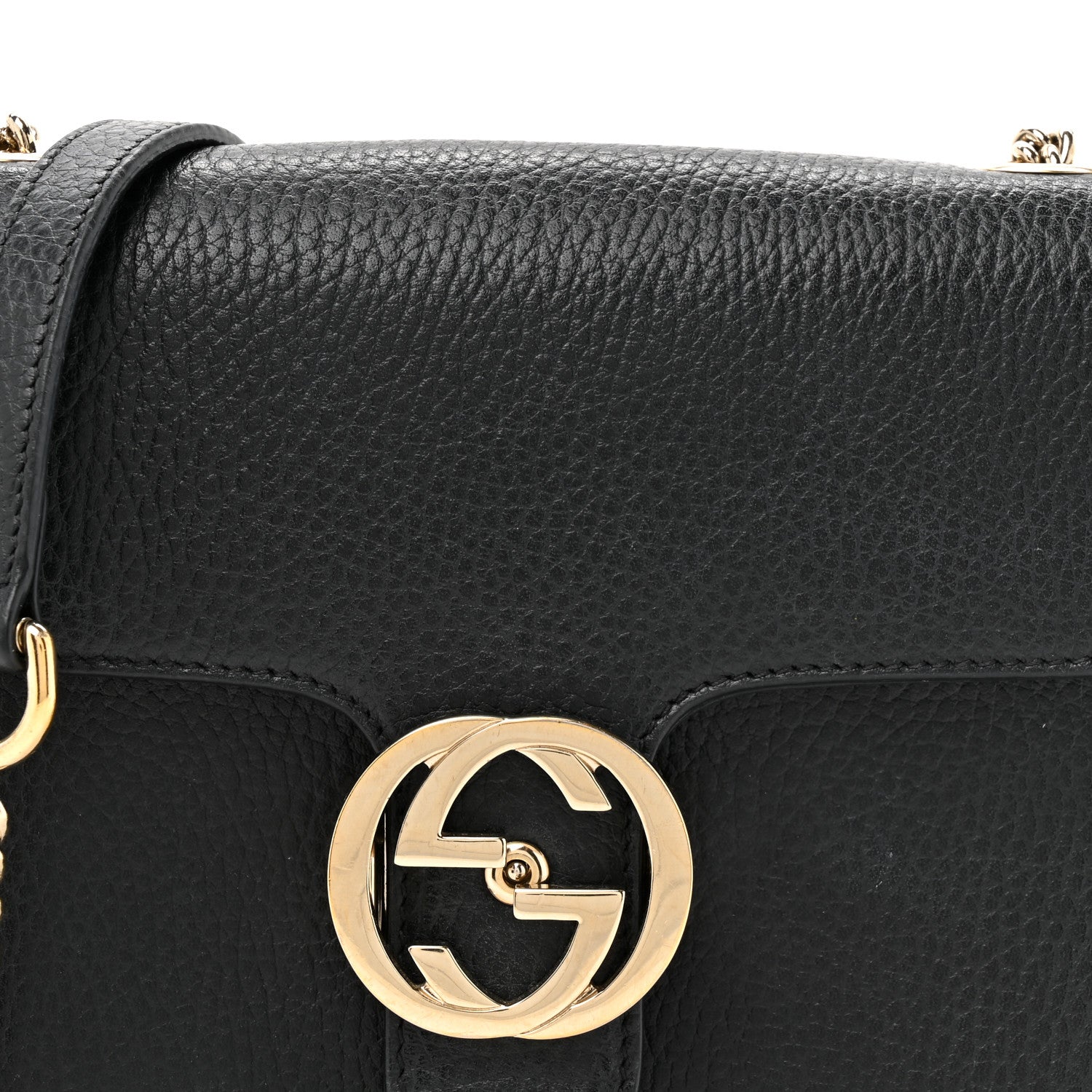 Dollar Calfskin Small Interlocking G Shoulder Bag Black