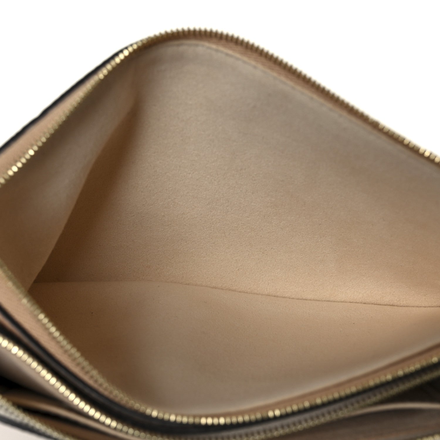Empreinte Double Zip Pochette Beige Rose Creme
