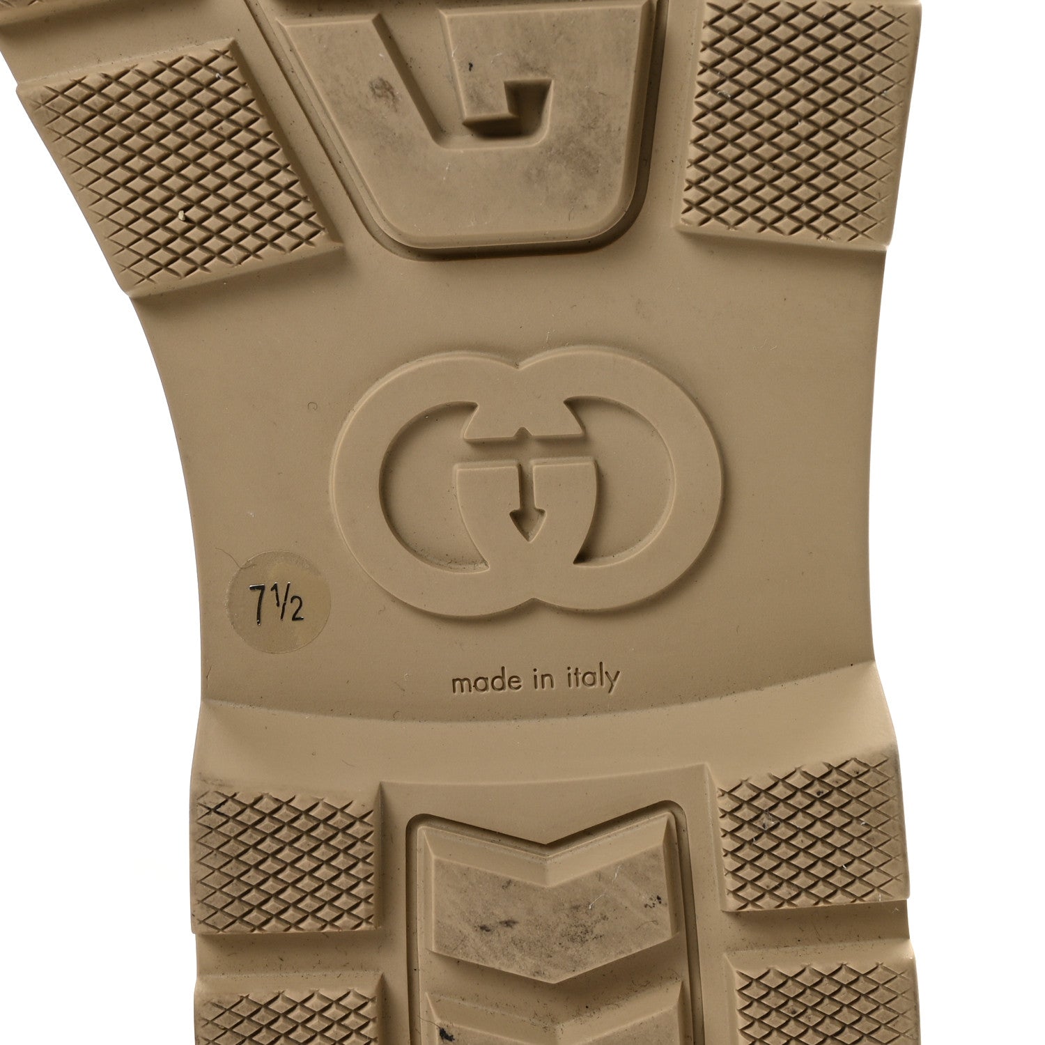GG Monogram Web Mens Lug Sole Ankle Boots 7.5 New Sand
