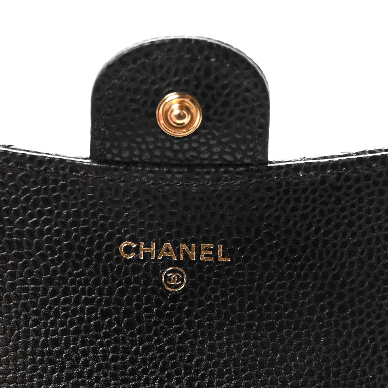 Caviar Quilted Flap Card Holder Wallet Black