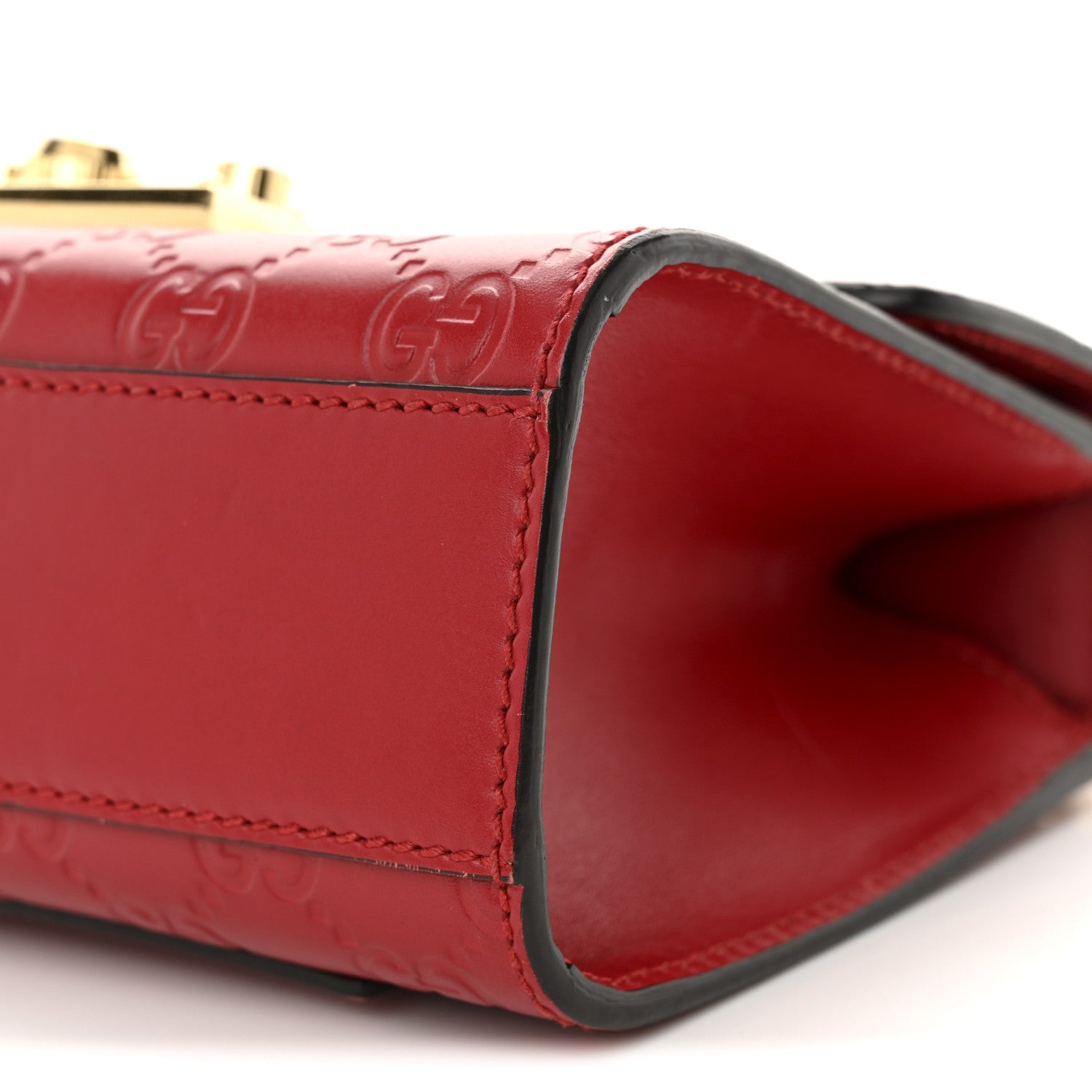Guccissima Small Padlock Shoulder Bag Hibiscus Red