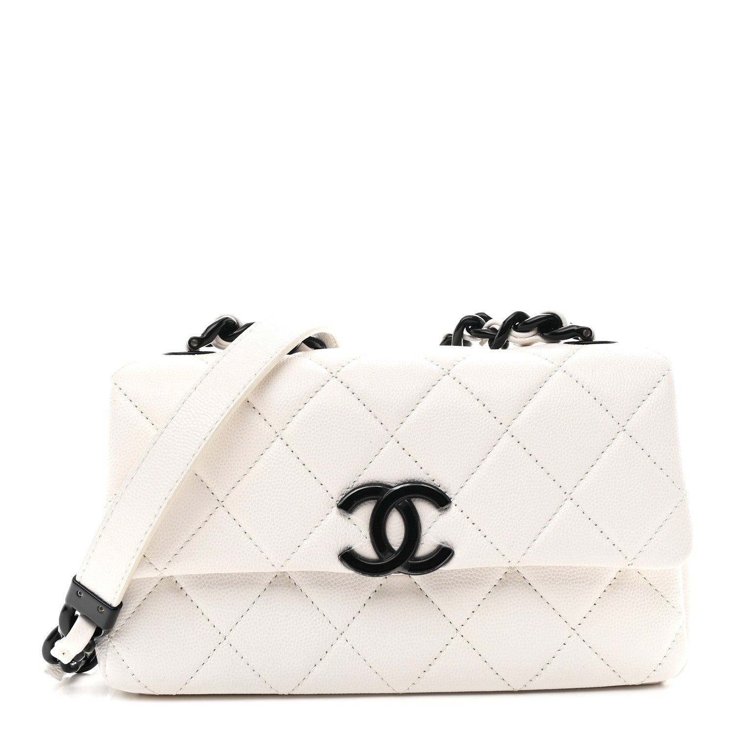 Caviar Quilted My Everything Small Flap White Black