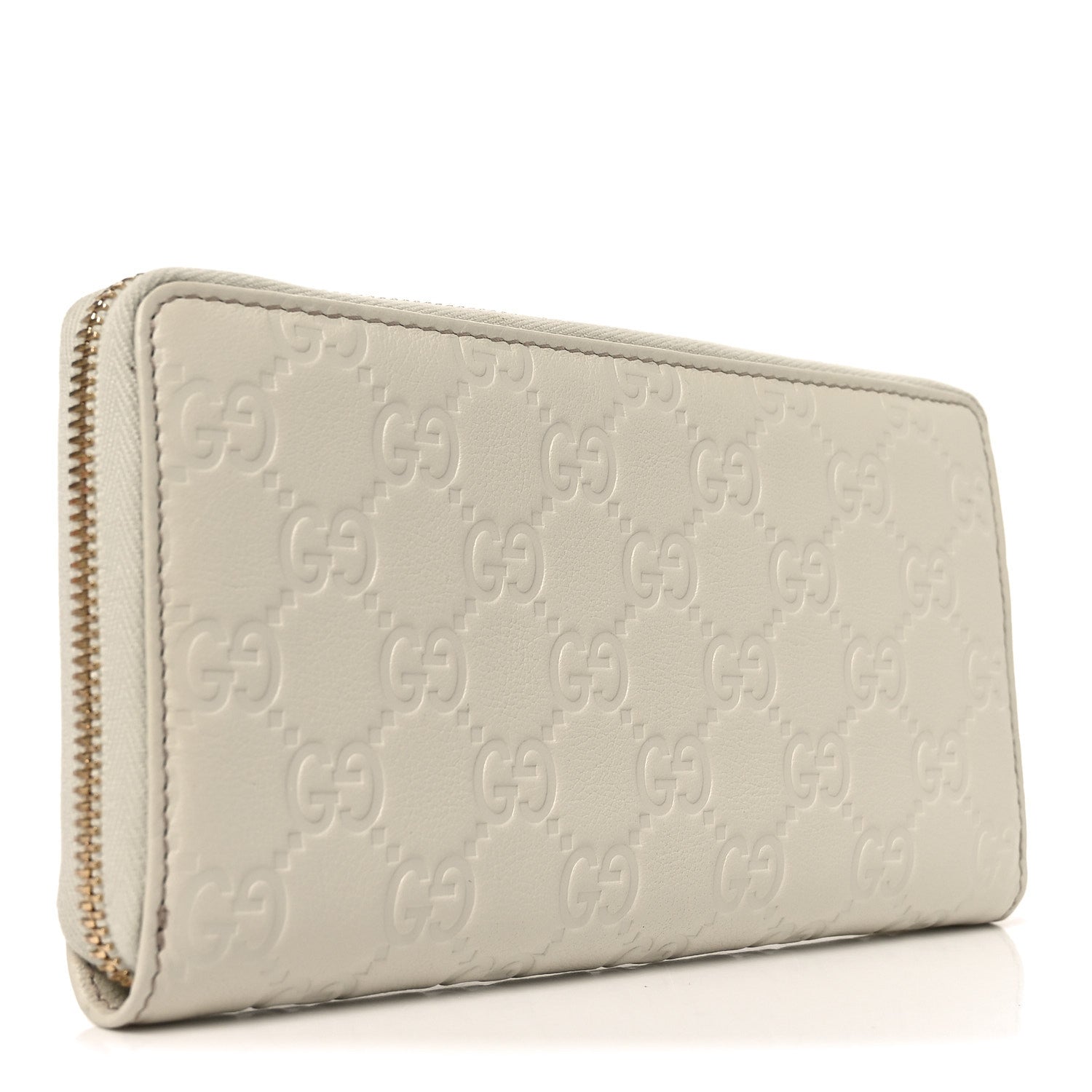 Guccissima GG Pierce Zip Around Wallet White