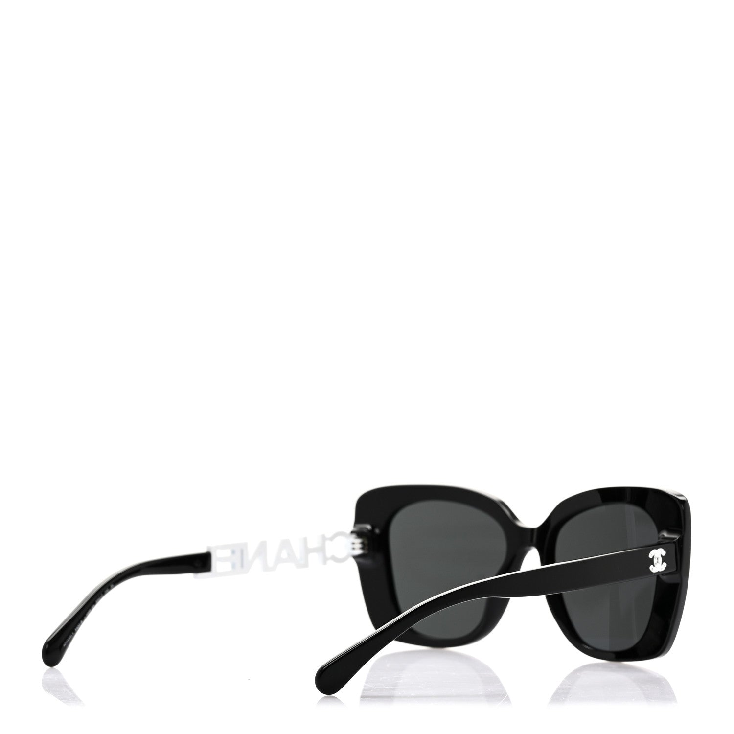Acetate Strass Square Sunglasses 5422-B-A Black White