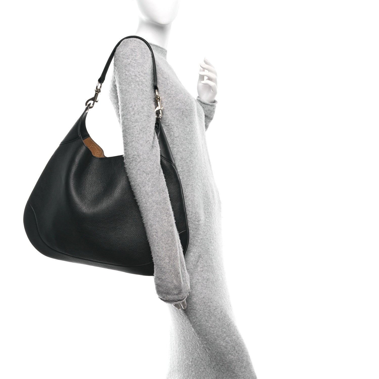 Soft Grained Calfskin Maxi B Hobo Black