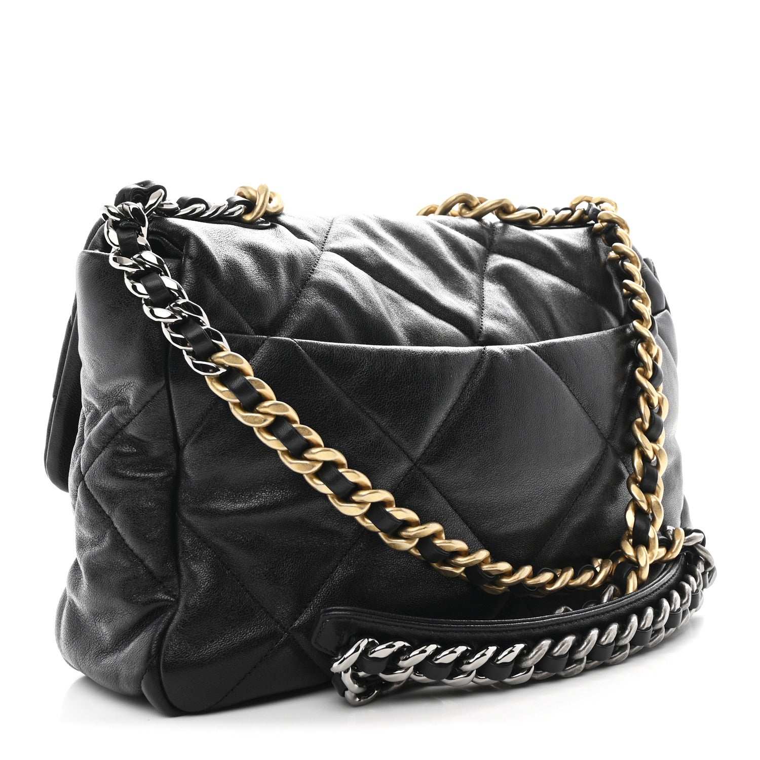 Lambskin Quilted Large Chanel 19 Flap Black