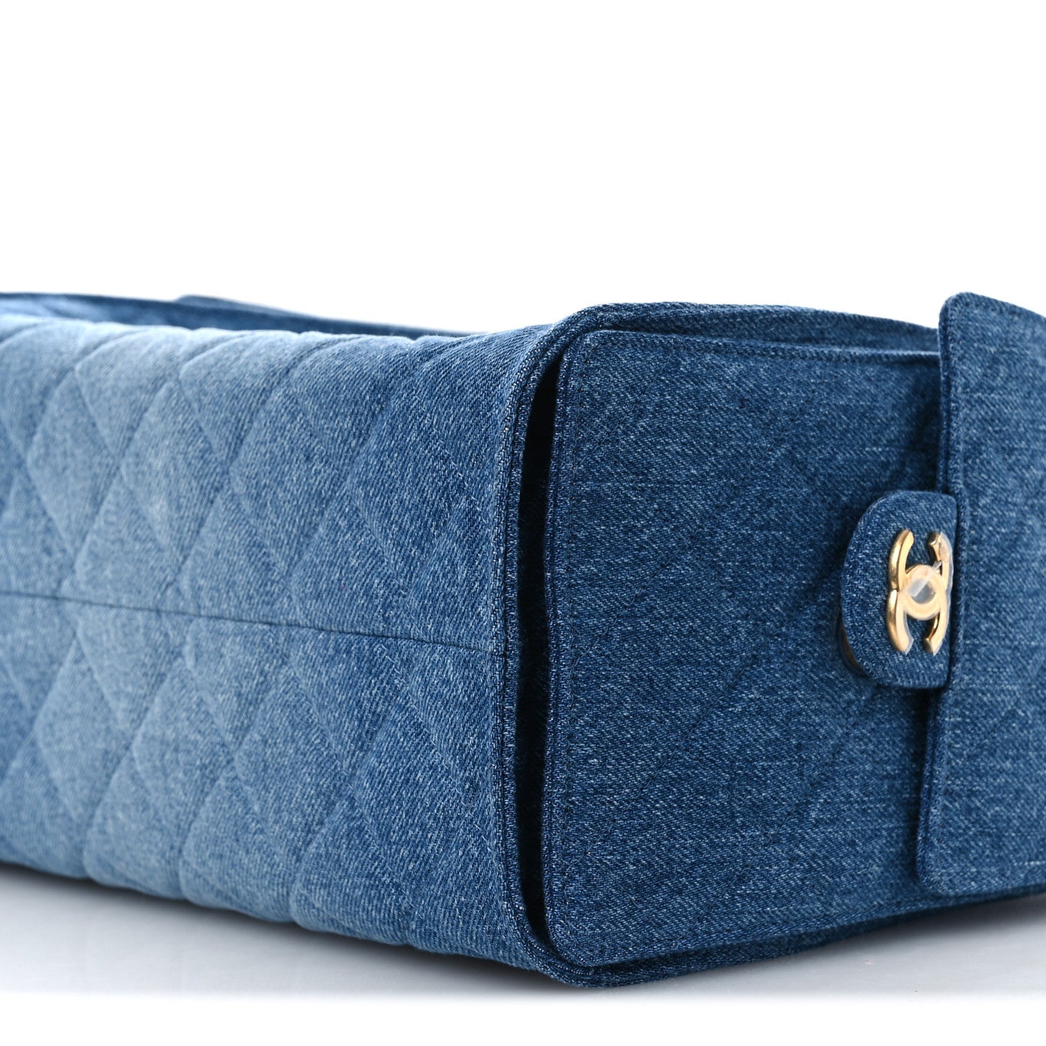 Washed Denim Quilted Small Chanel 25 Handbag Blue