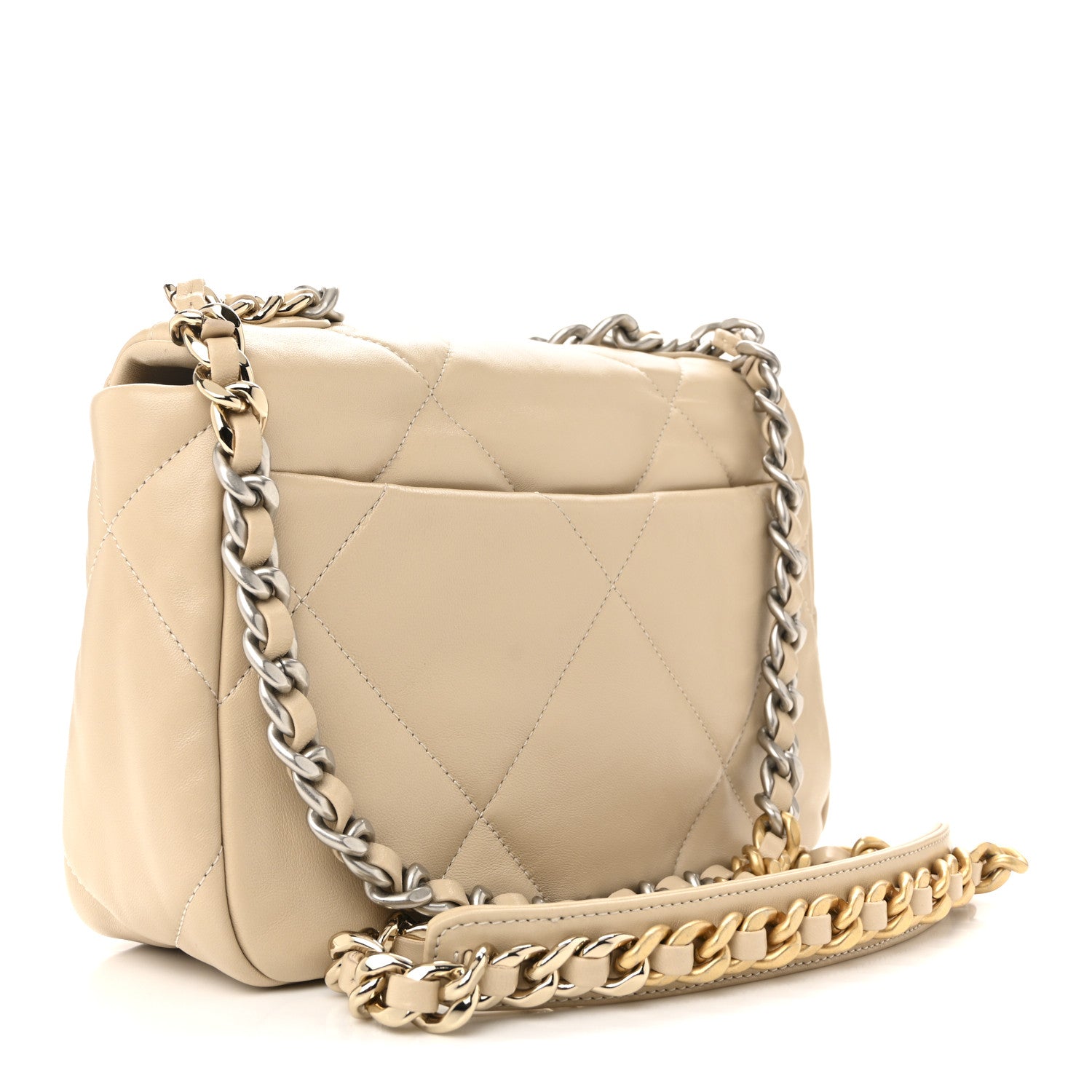 Lambskin Quilted Medium Chanel 19 Flap Beige