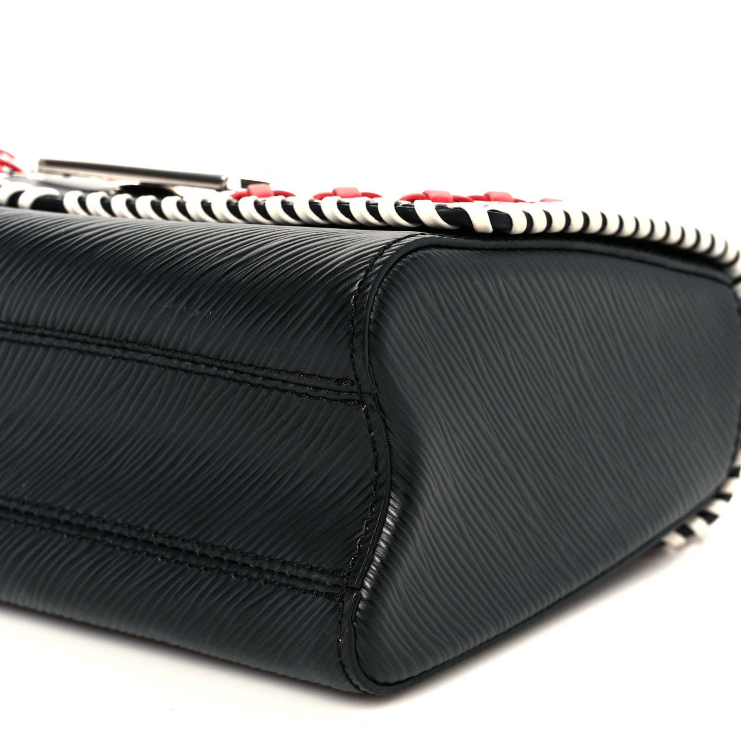 Epi Embroidered Twist Shoulder Bag MM  Black