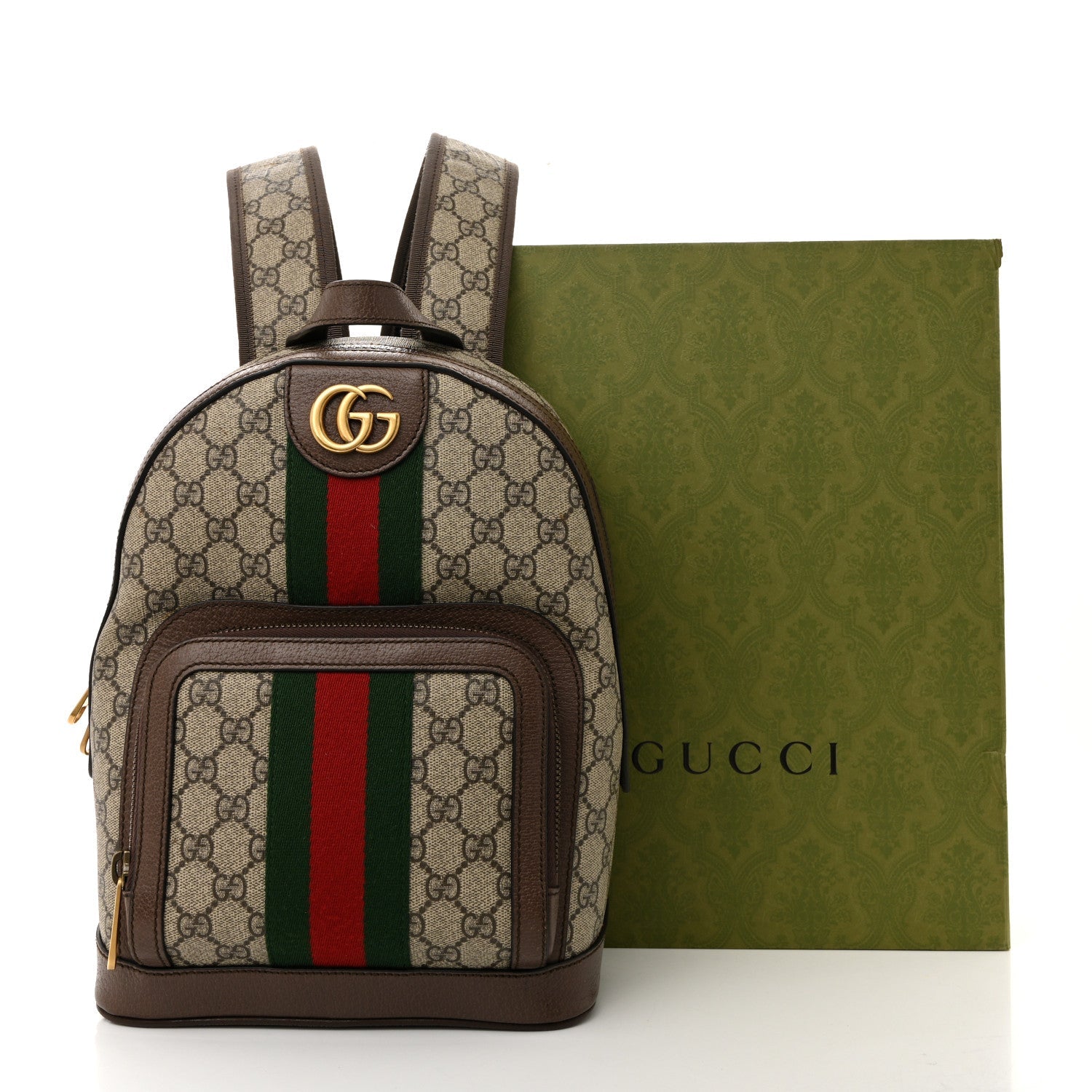 GG Supreme Monogram Calfskin Web Small Ophidia Day BackpacK Beige Ebony New Acero