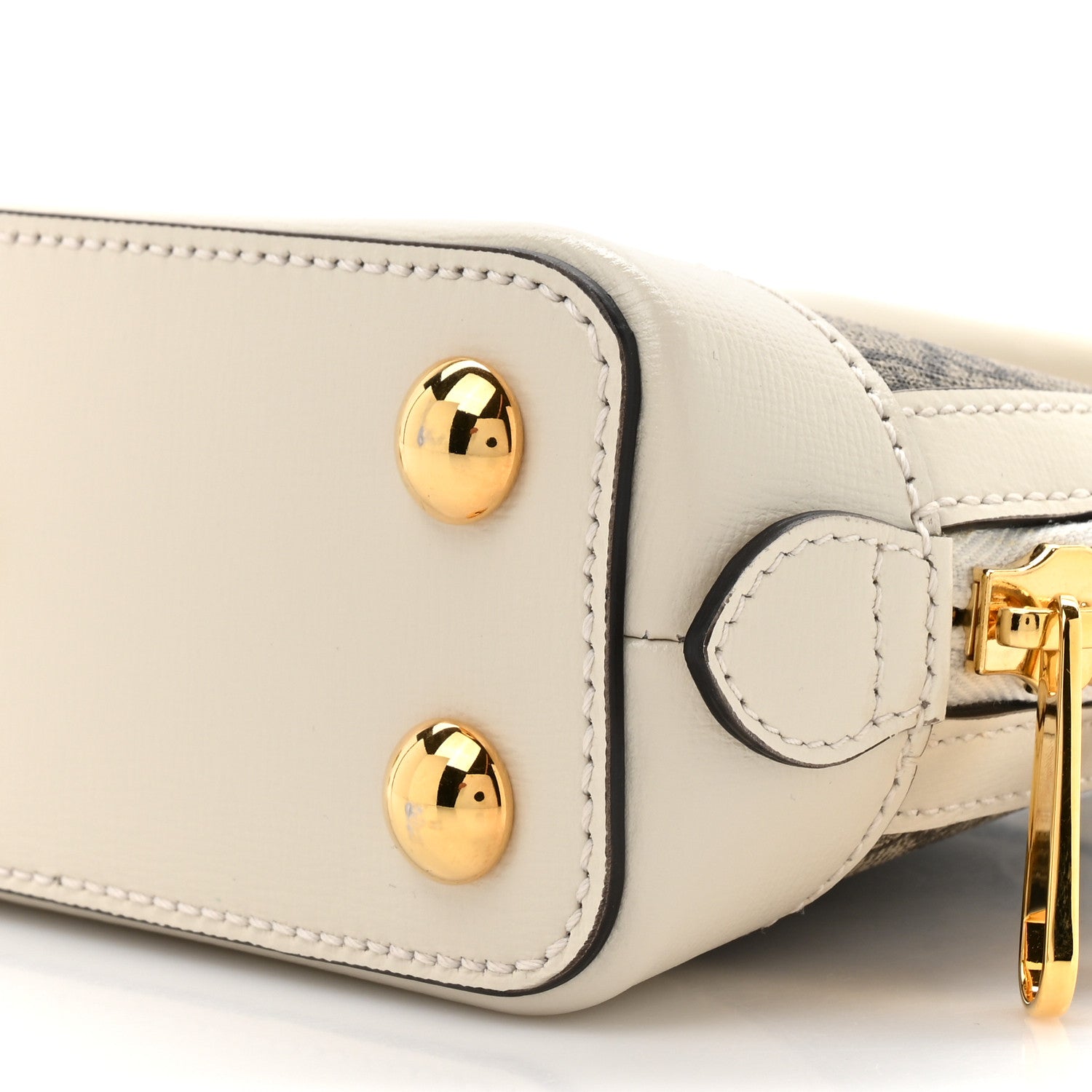 GG Supreme Monogram Azalea Calfskin Mini Horsebit 1955 Top Handle Bag Beige Ebony Mystic White