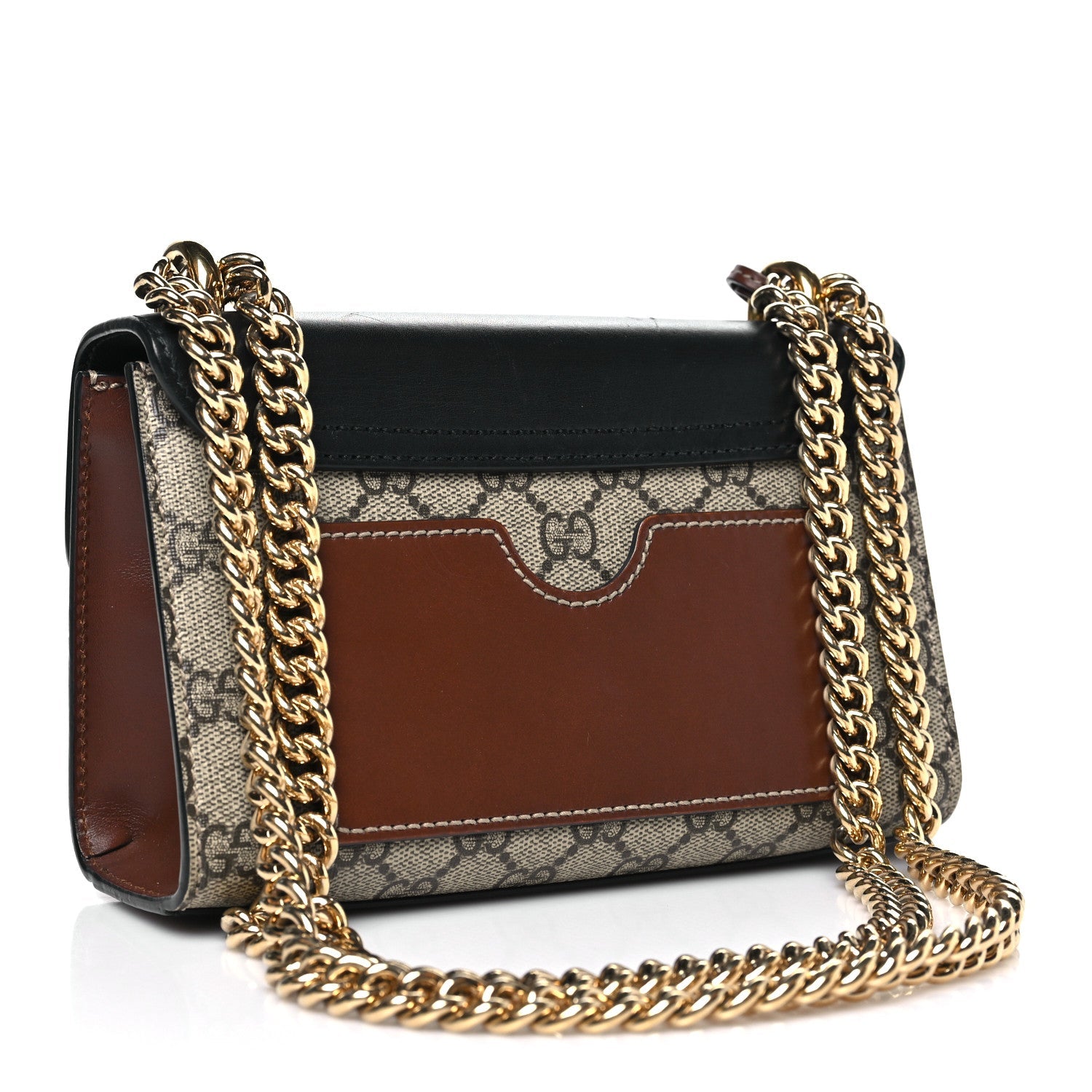 GG Supreme Monogram Calfskin Small Padlock Shoulder Bag Beige Black Cuir