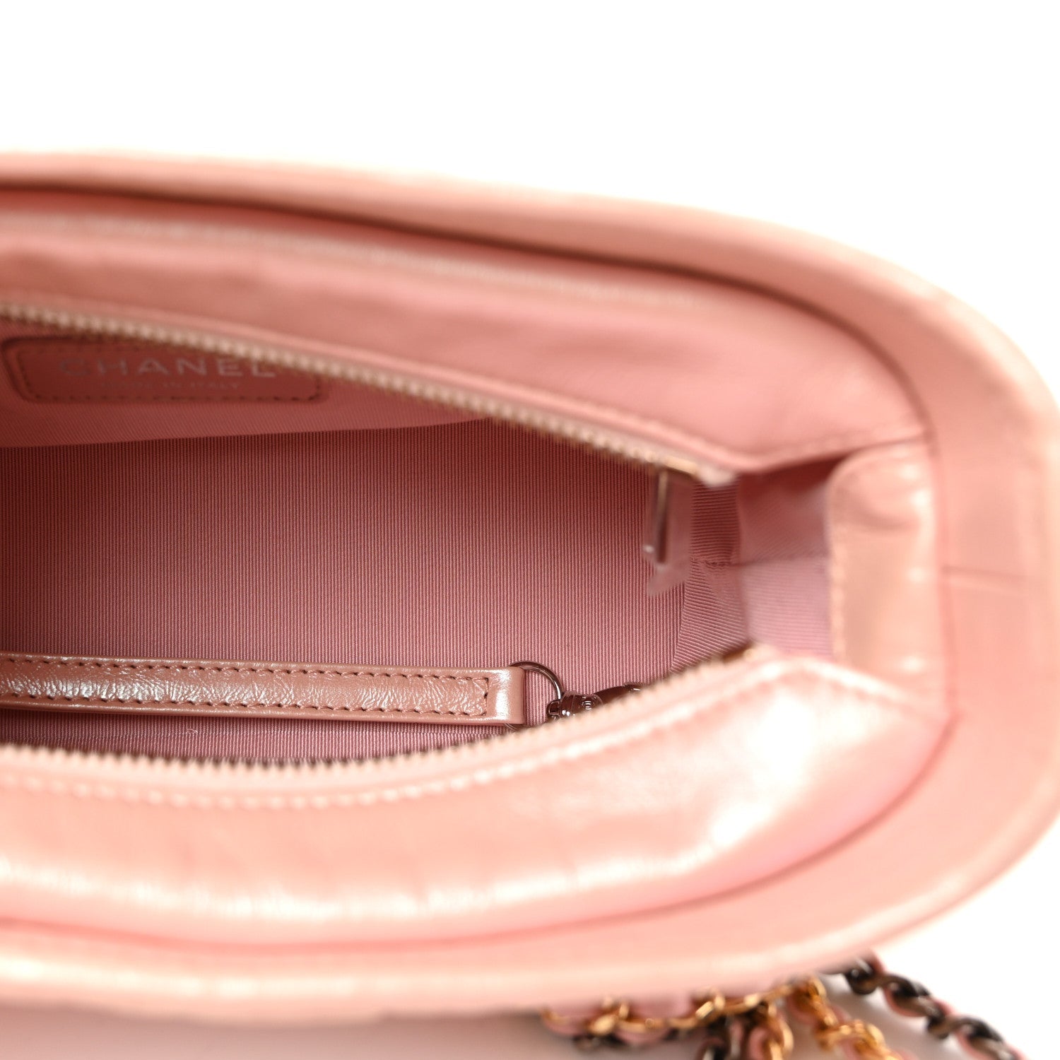 Iridescent Aged Calfskin Quilted Small Gabrielle Hobo Rose