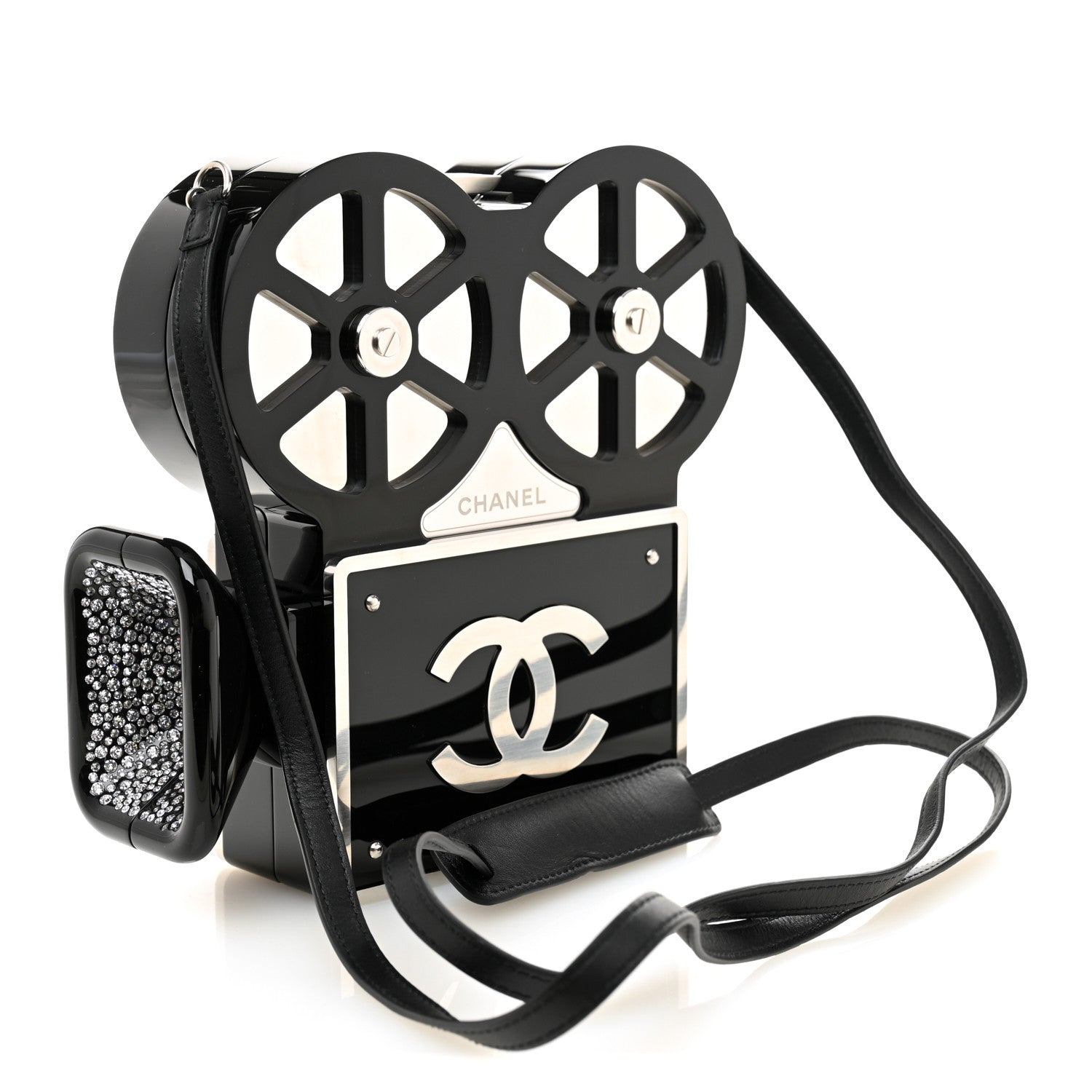 Plexiglass Crystal Buonasera Film Projector Minaudiere Clutch Black
