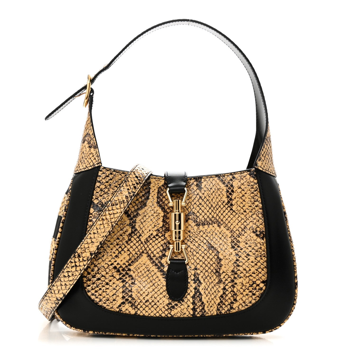 Snakeskin Calfskin Small Jackie 1961 Hobo Beige Black