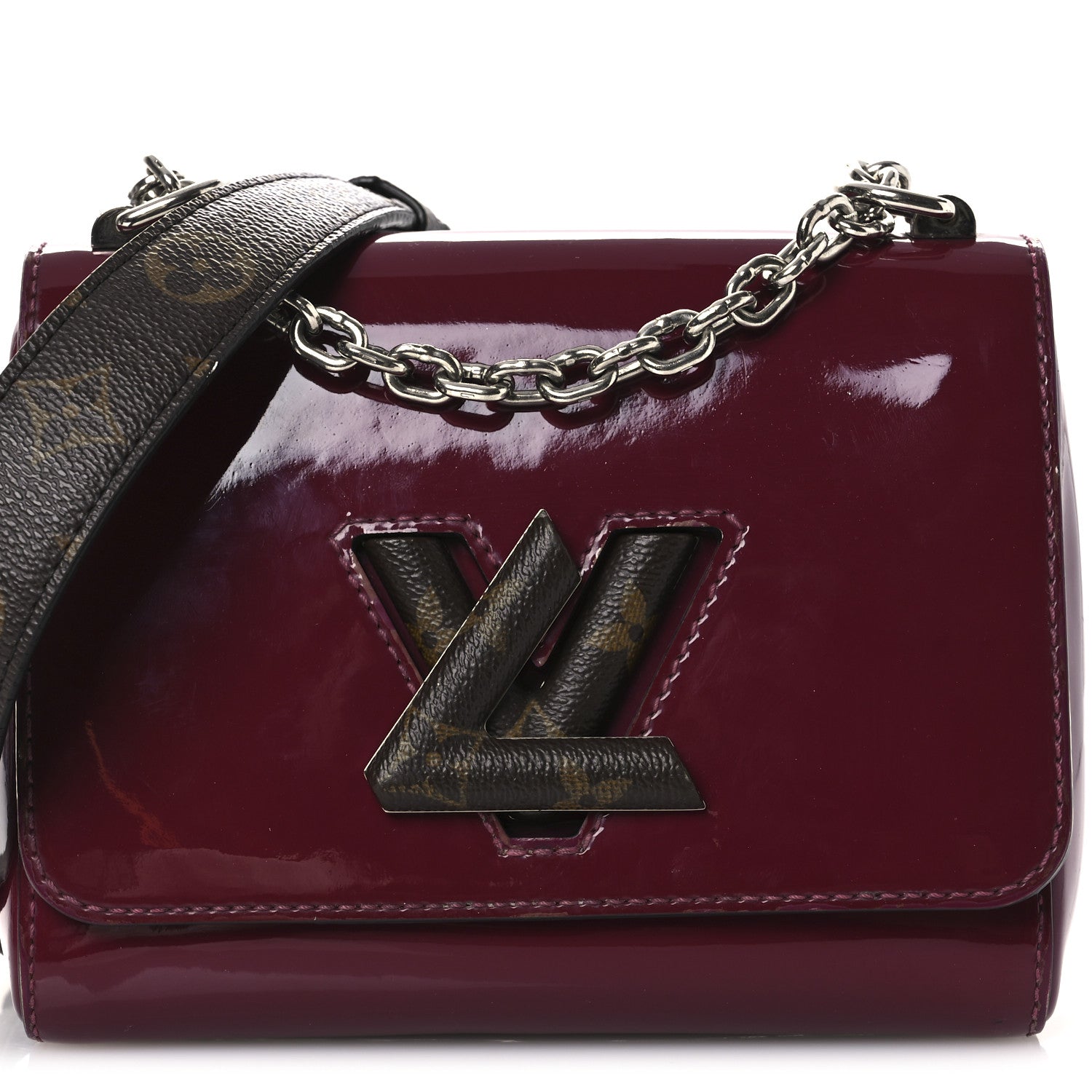 Patent Monogram Twist Shoulder Bag PM Magenta
