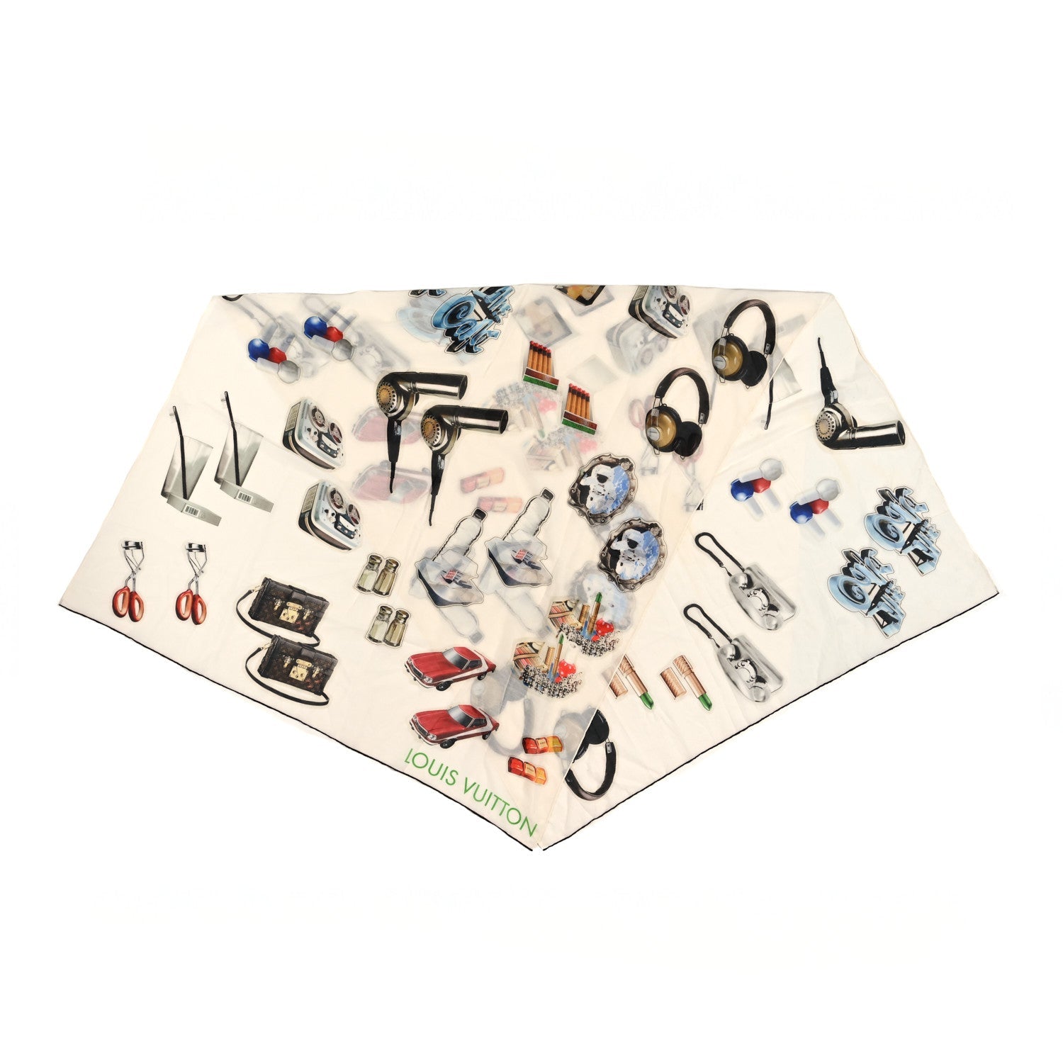 Cotton Silk Stickers Animation Stole White