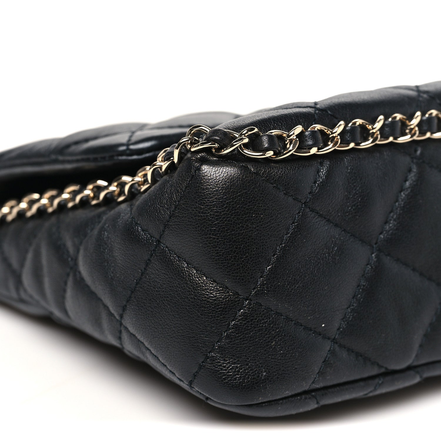 Lambskin Quilted Enamel CC Chain Frame Flap Black