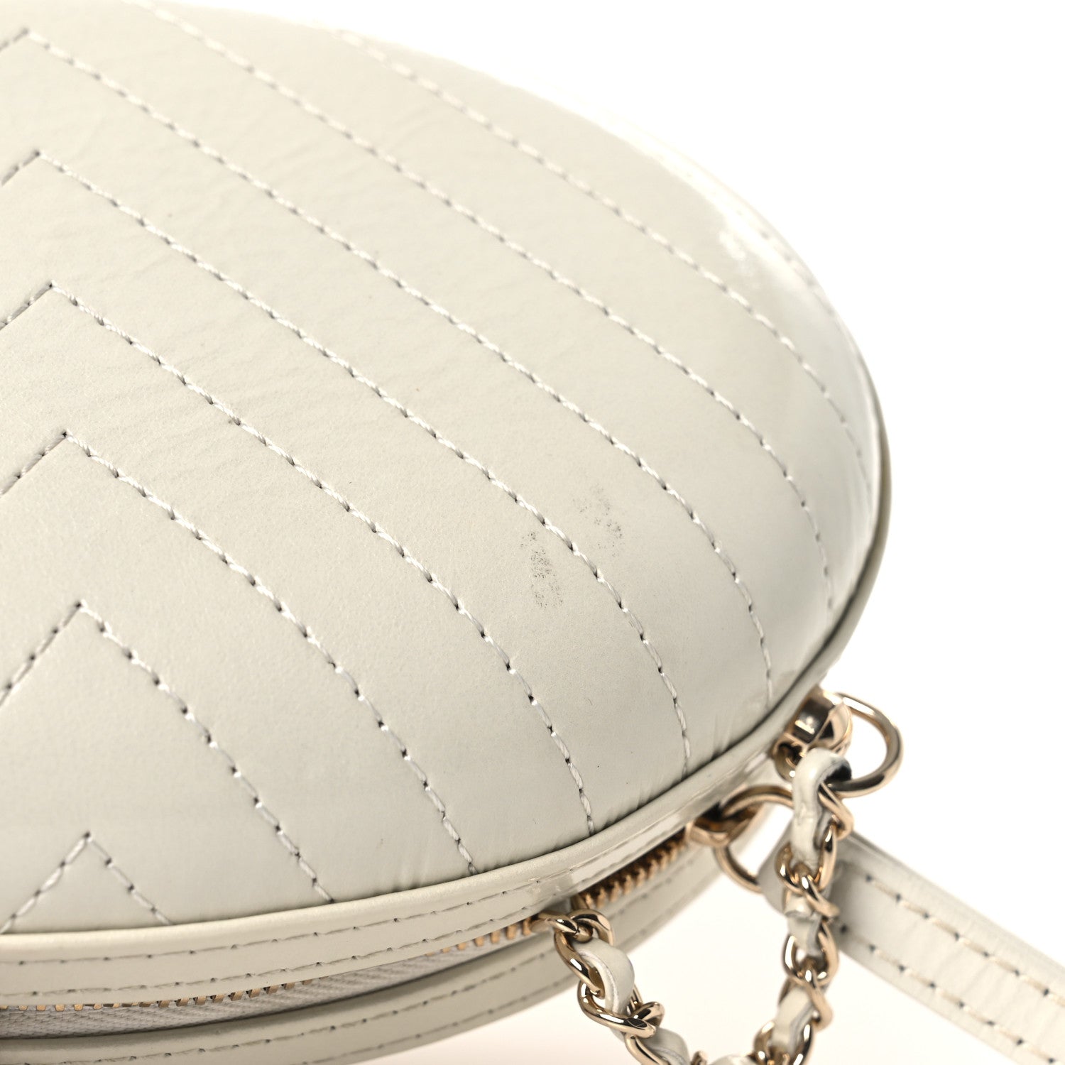Embroidered Lambskin Chevron Quilted La Pausa Evening Bag White