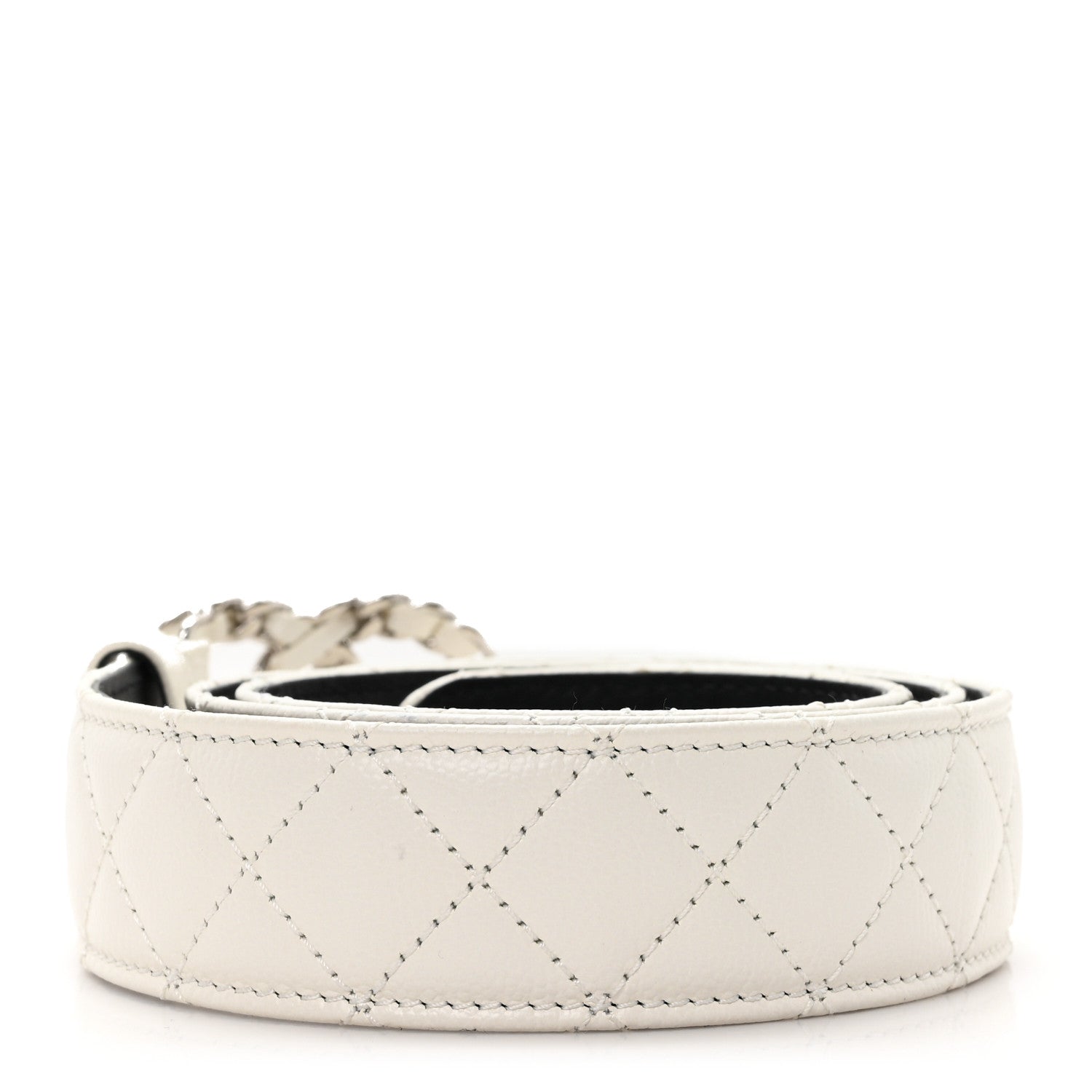 Caviar Quilted CC Chain Belt 80 32 White