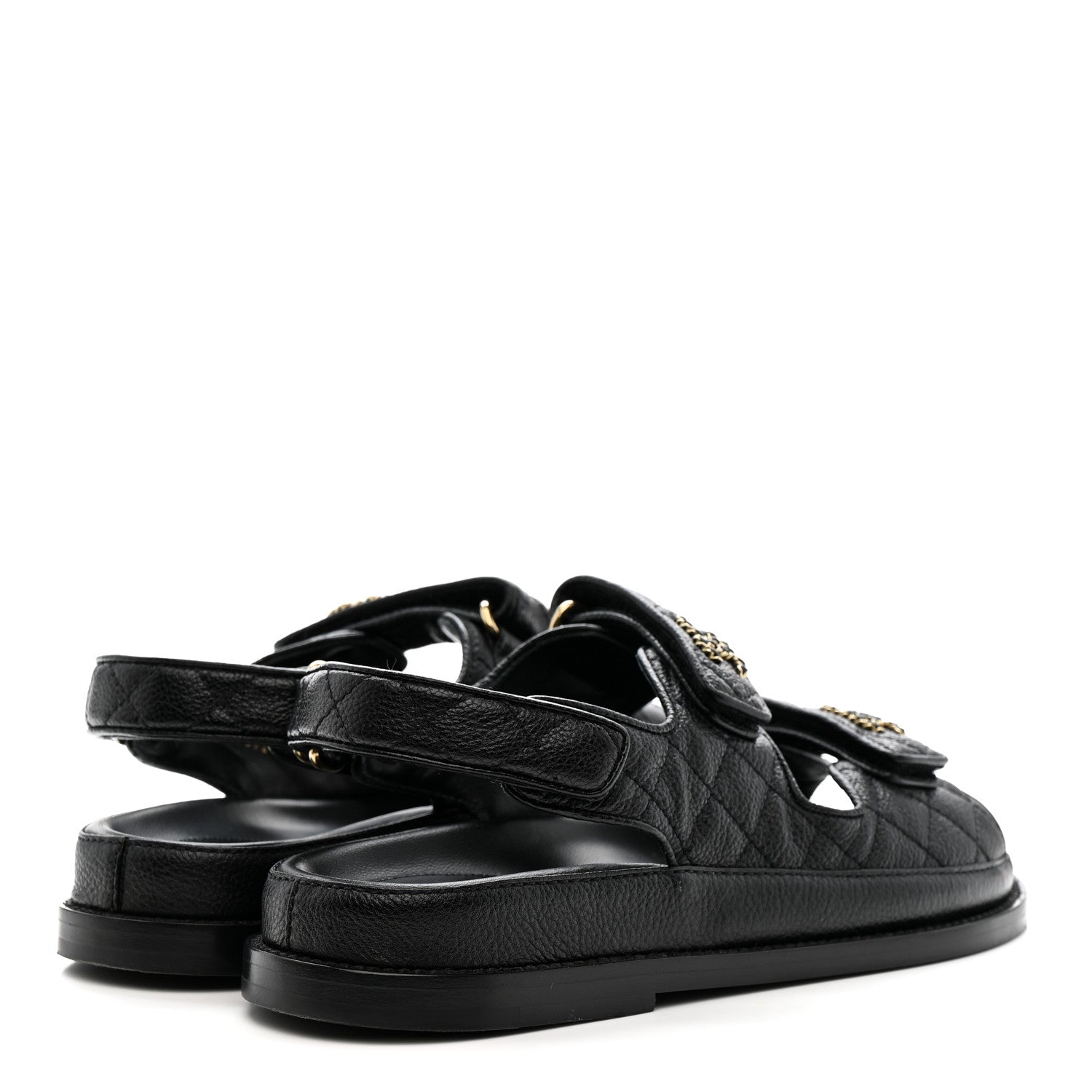 Grained Calfskin Velcro Dad Sandals 36.5 Black