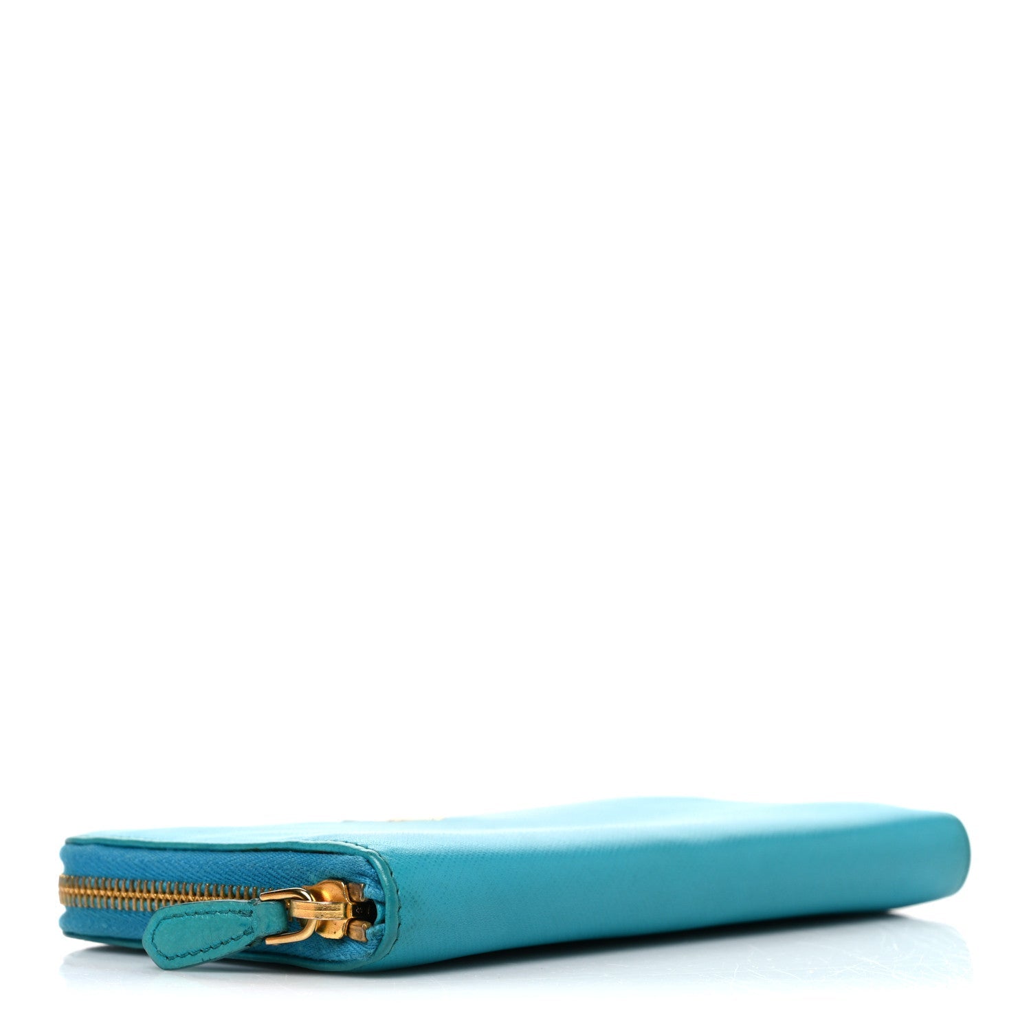 Saffiano Metal Zip Around Wallet Blue