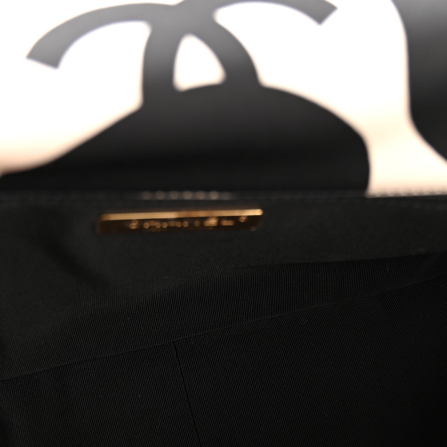 Fabric Printed Large Chanel 19 Flap Black Ecru