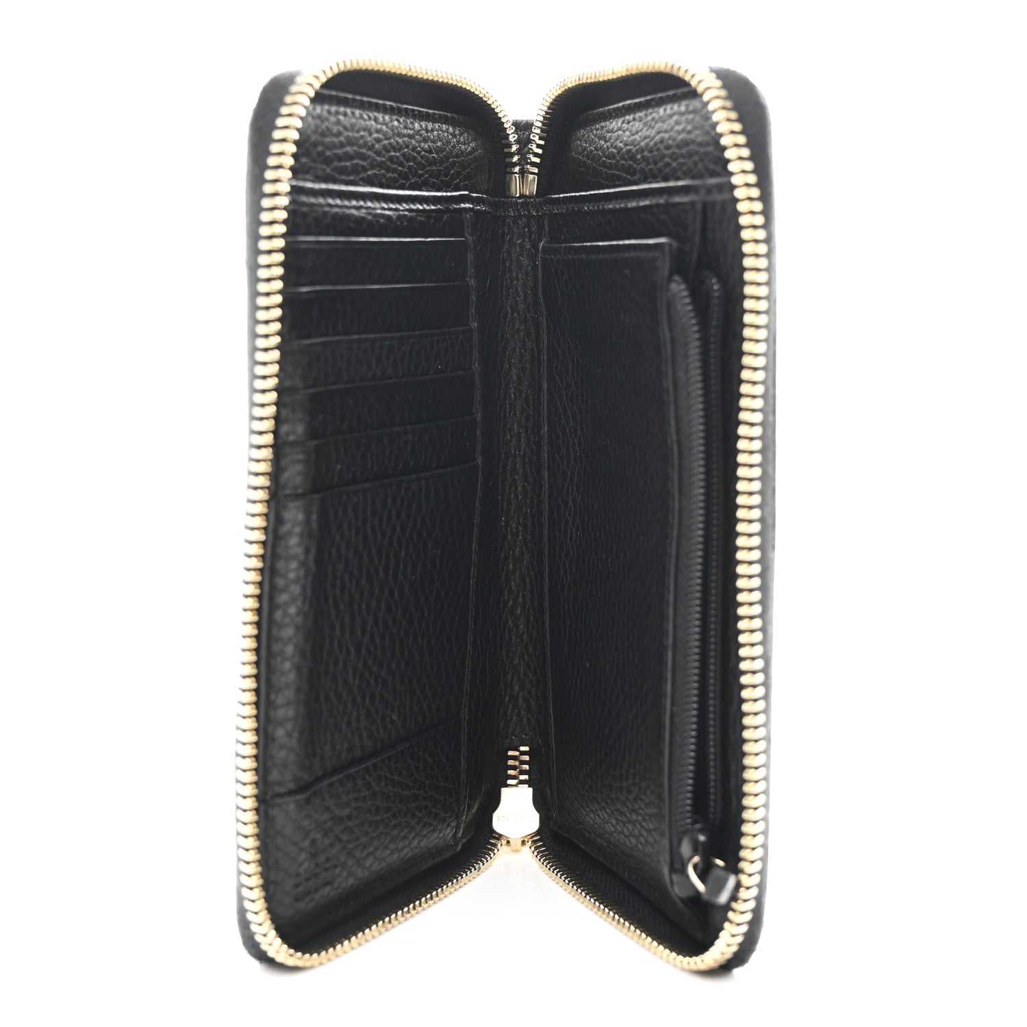 Pebbled Calfskin Medium Soho Zip Around Wallet Black