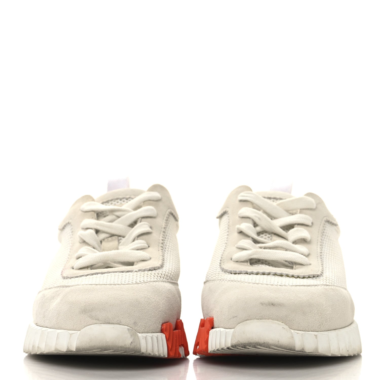 Air Mesh Suede Goatskin Bouncing Sneakers 36 White Orange Pink