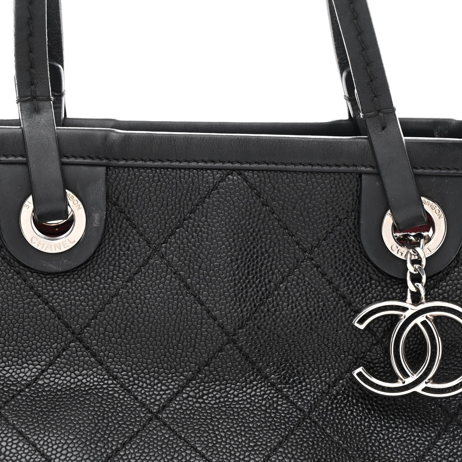 Grained Calfskin Shopping Fever Tote Black