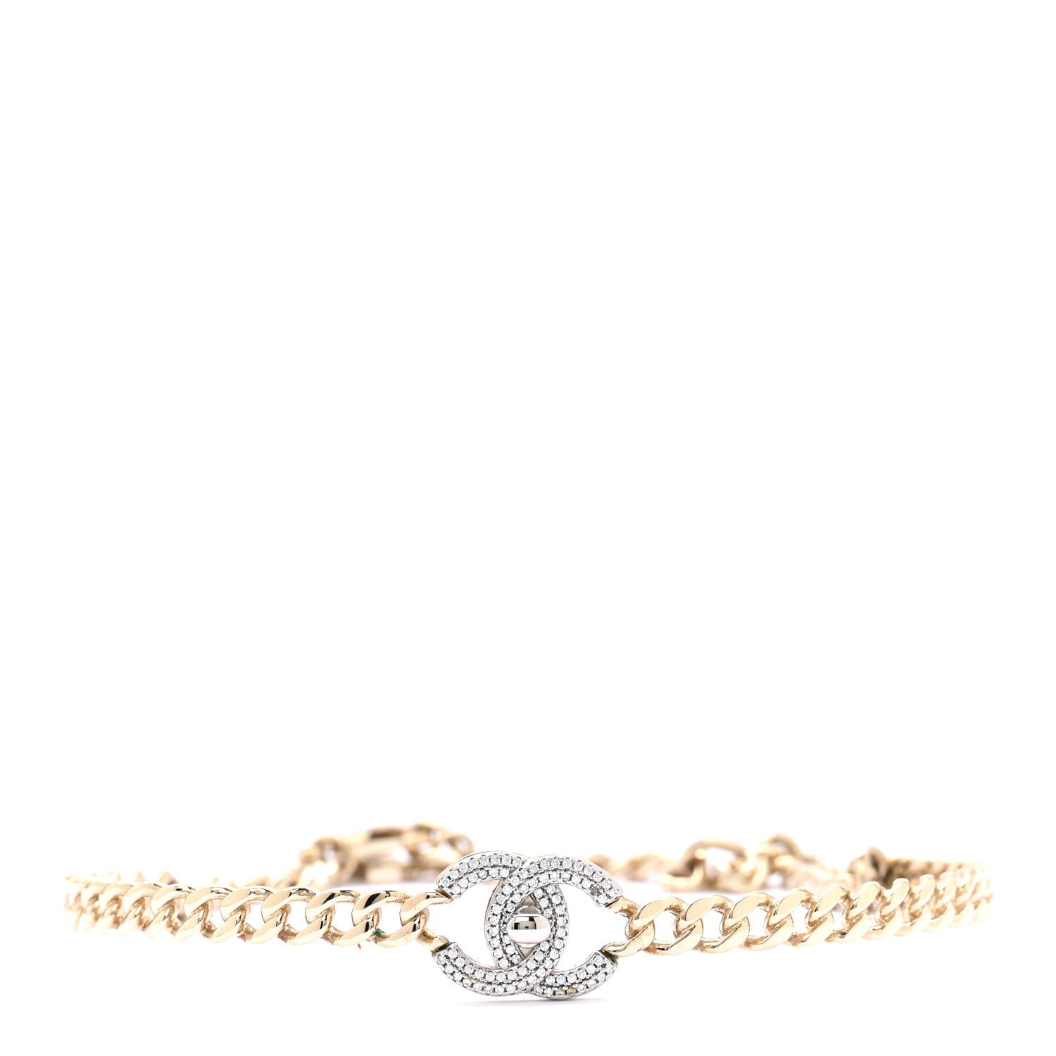 Crystal Chain CC Choker Necklace Gold Silver
