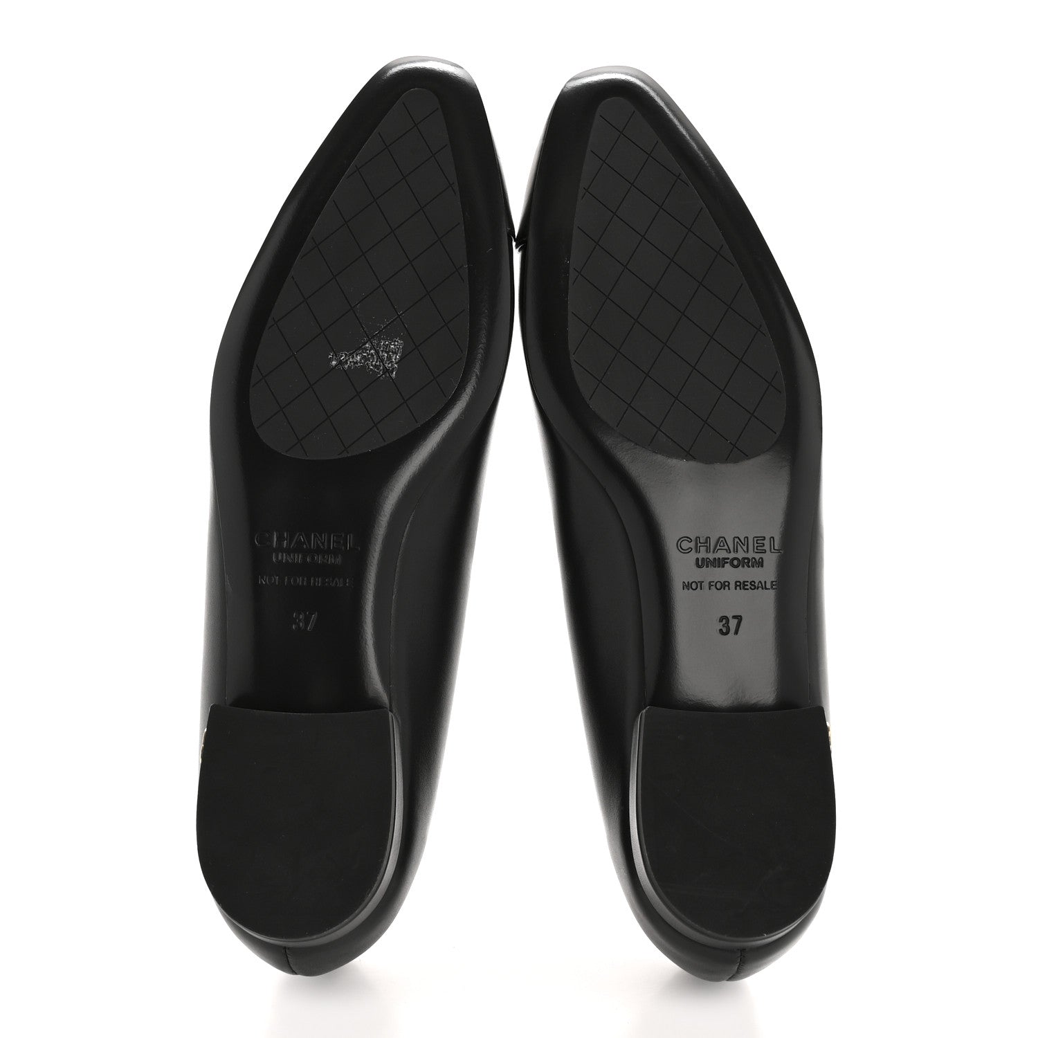 Lambskin Cap Toe CC Uniform Ballerina Flats 37 Black