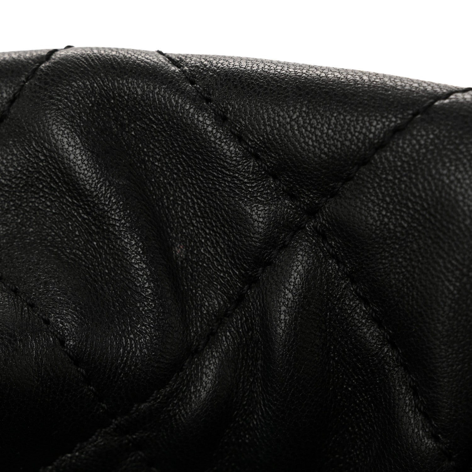 Lambskin Quilted Resin Bi-Color Chain Bucket Bag Black