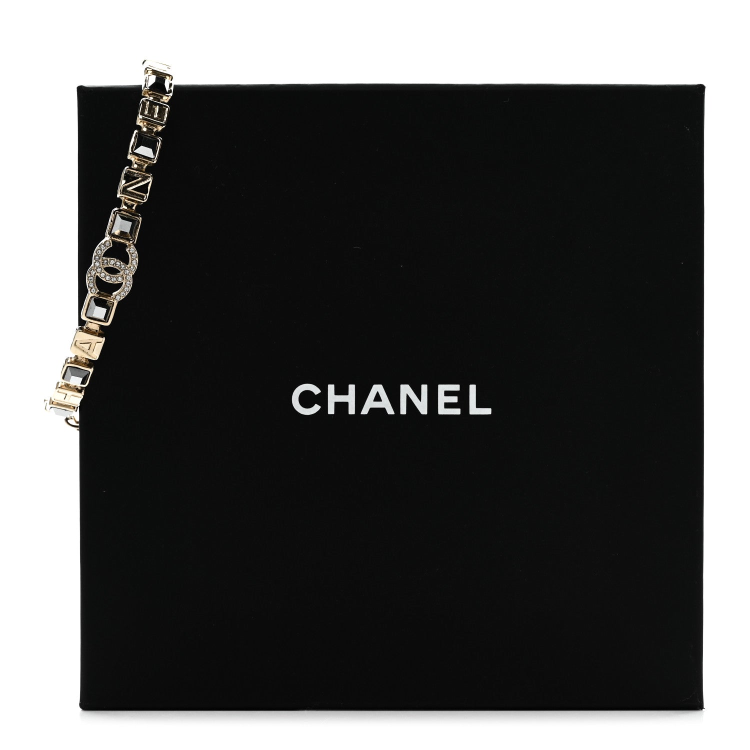 Baguette Crystal Logo CC Choker Necklace Gold