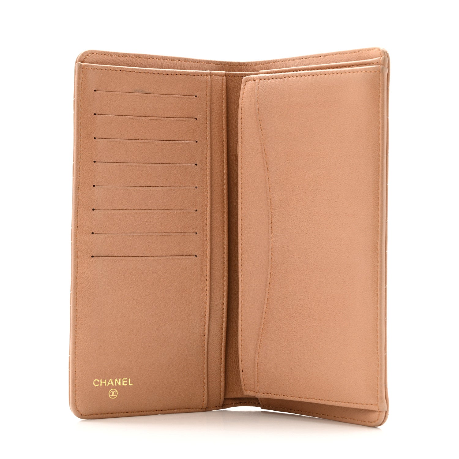 Lambskin Quilted Yen Wallet Beige
