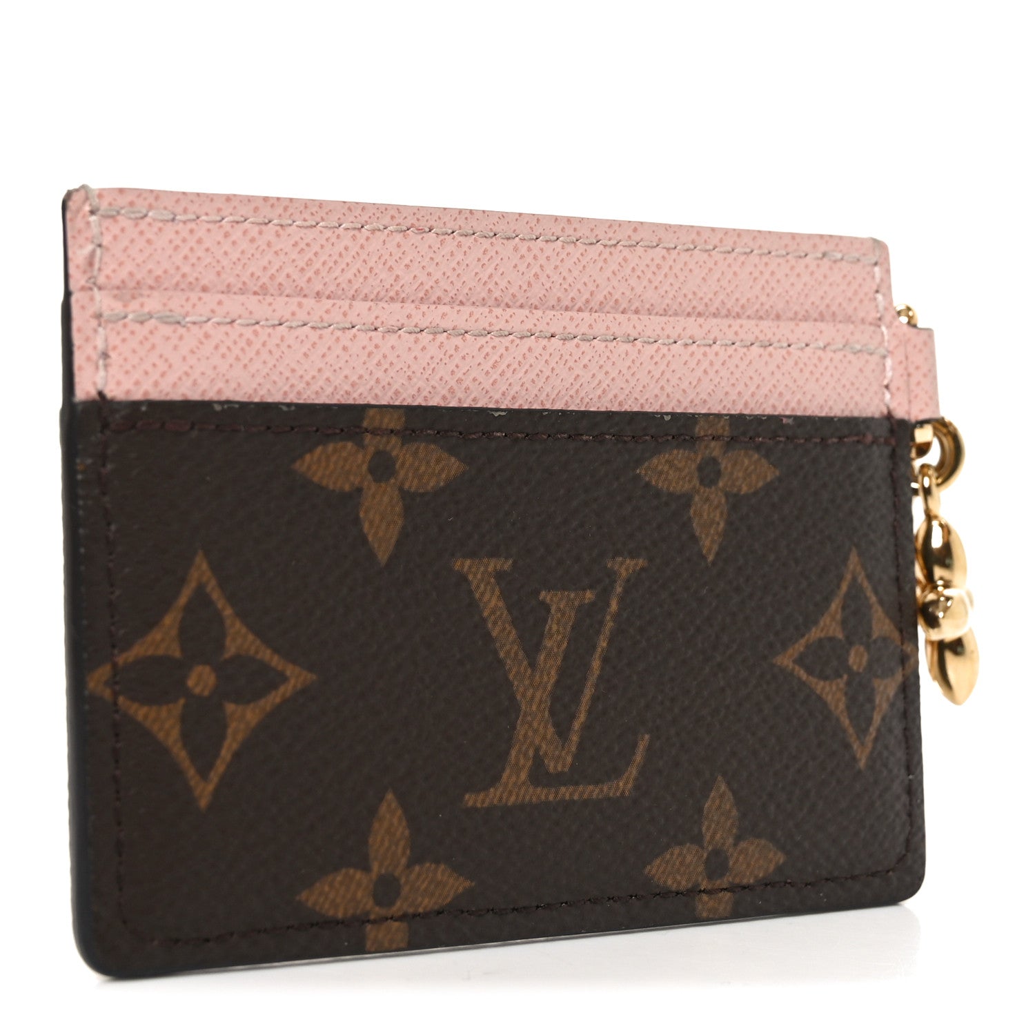 Monogram LV Charms Card Holder Rose Ballerine
