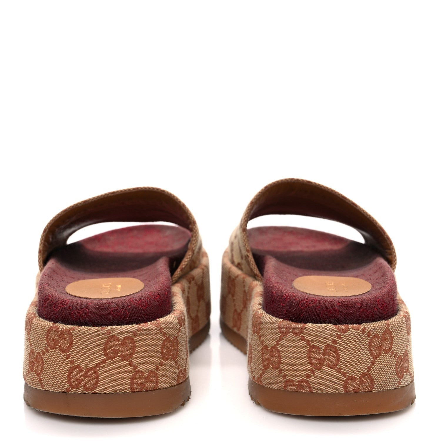Canvas GG Monogram Angelina Platform Slide Sandals 36 Beige Ruggine