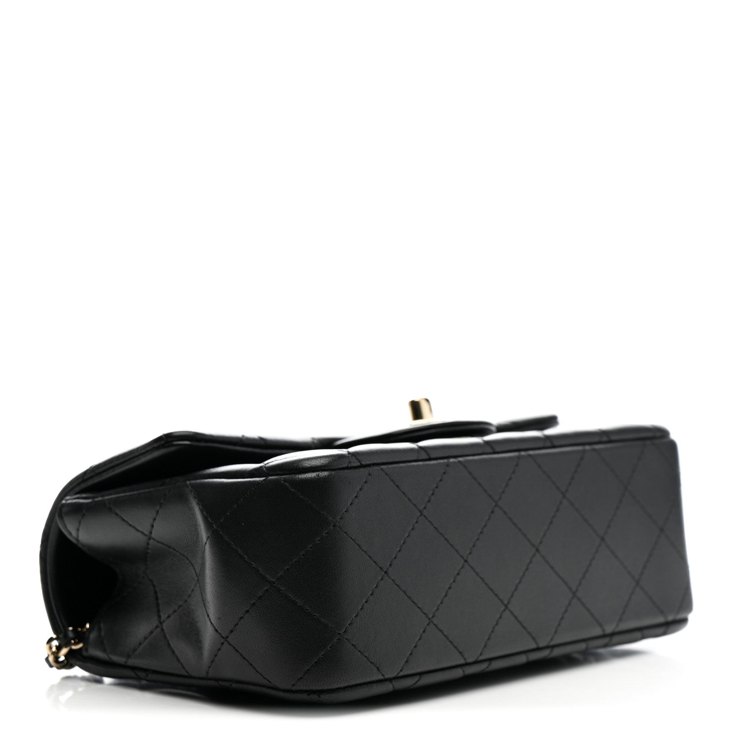 Lambskin Quilted Mini Top Handle Rectangular Flap Black