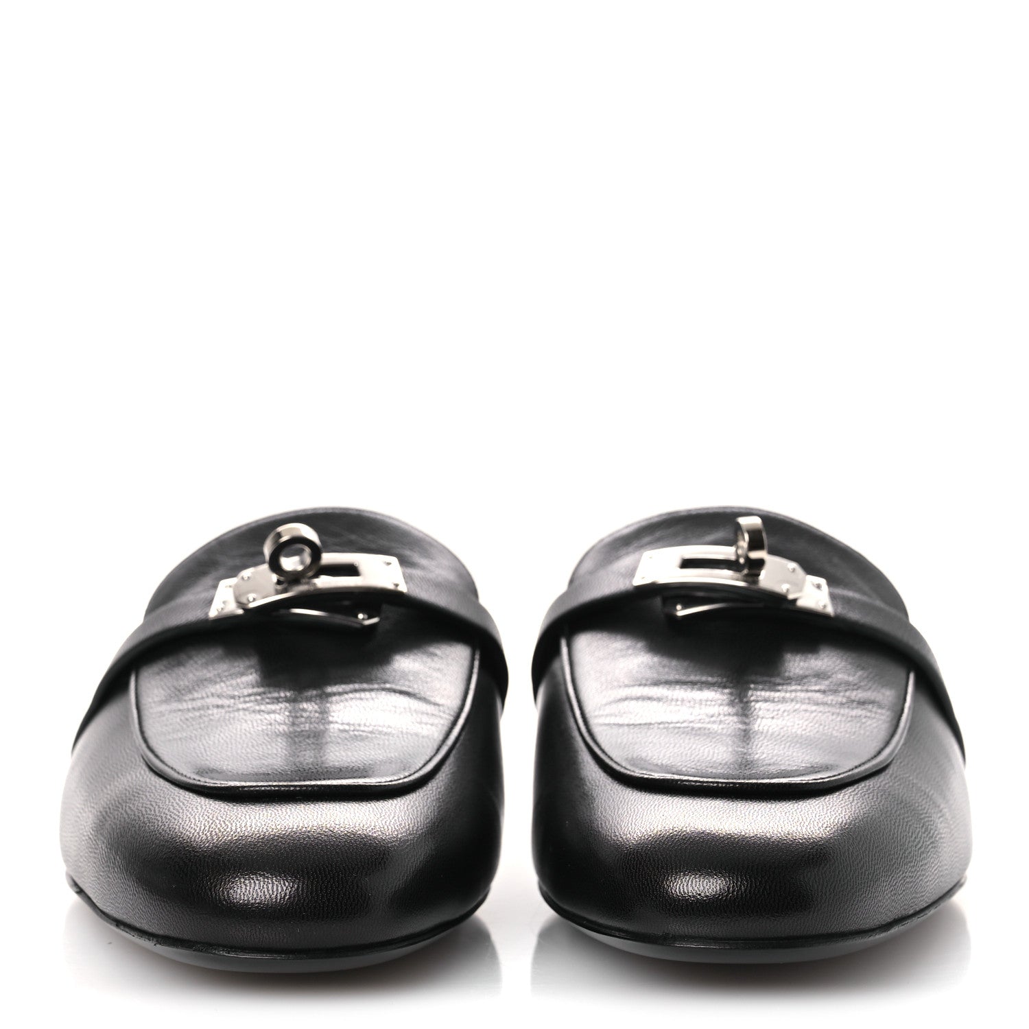 Glazed Calfskin Oz Mules 41 Black