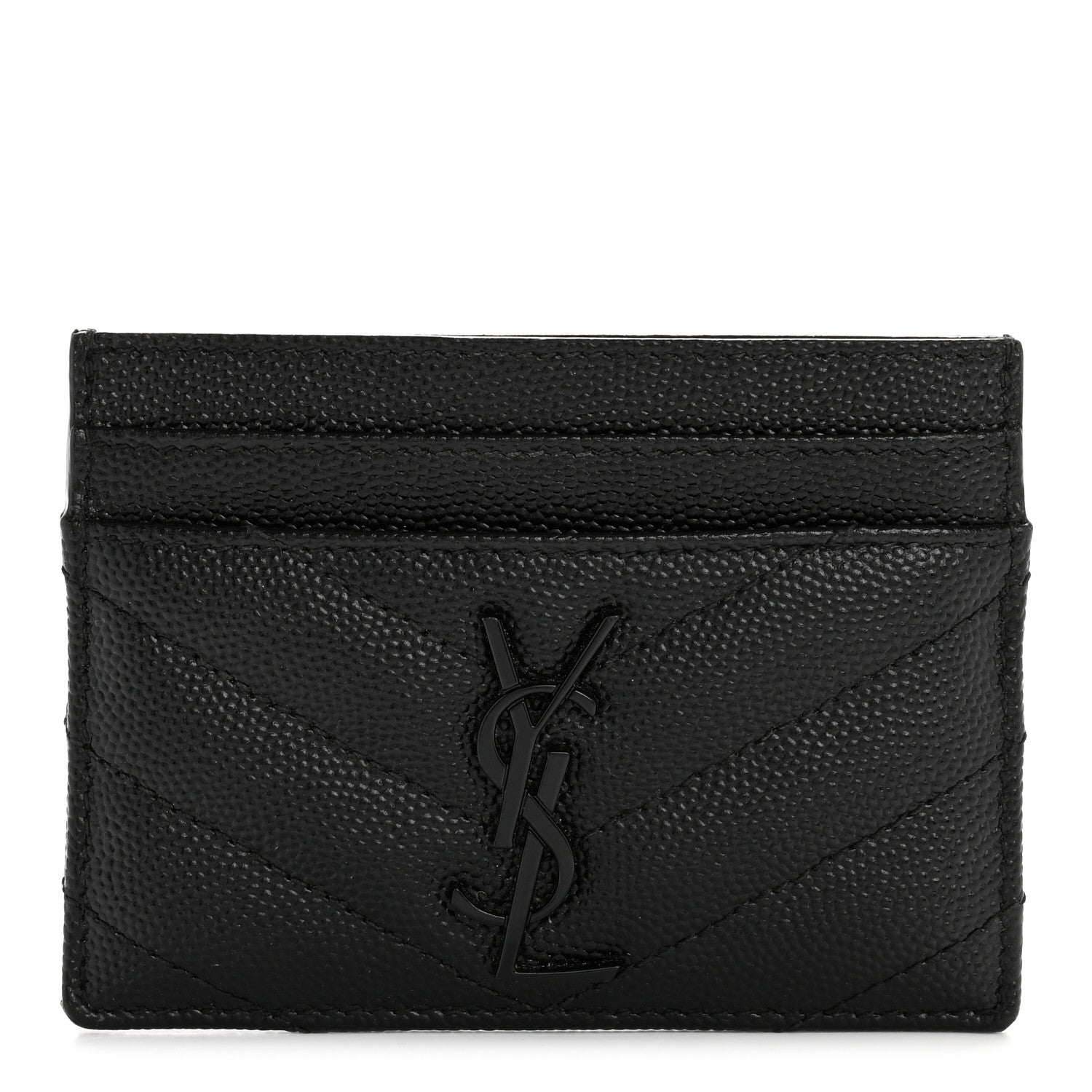 Grain De Poudre Matelasse Chevron Monochrome Monogram Credit Card Case Black