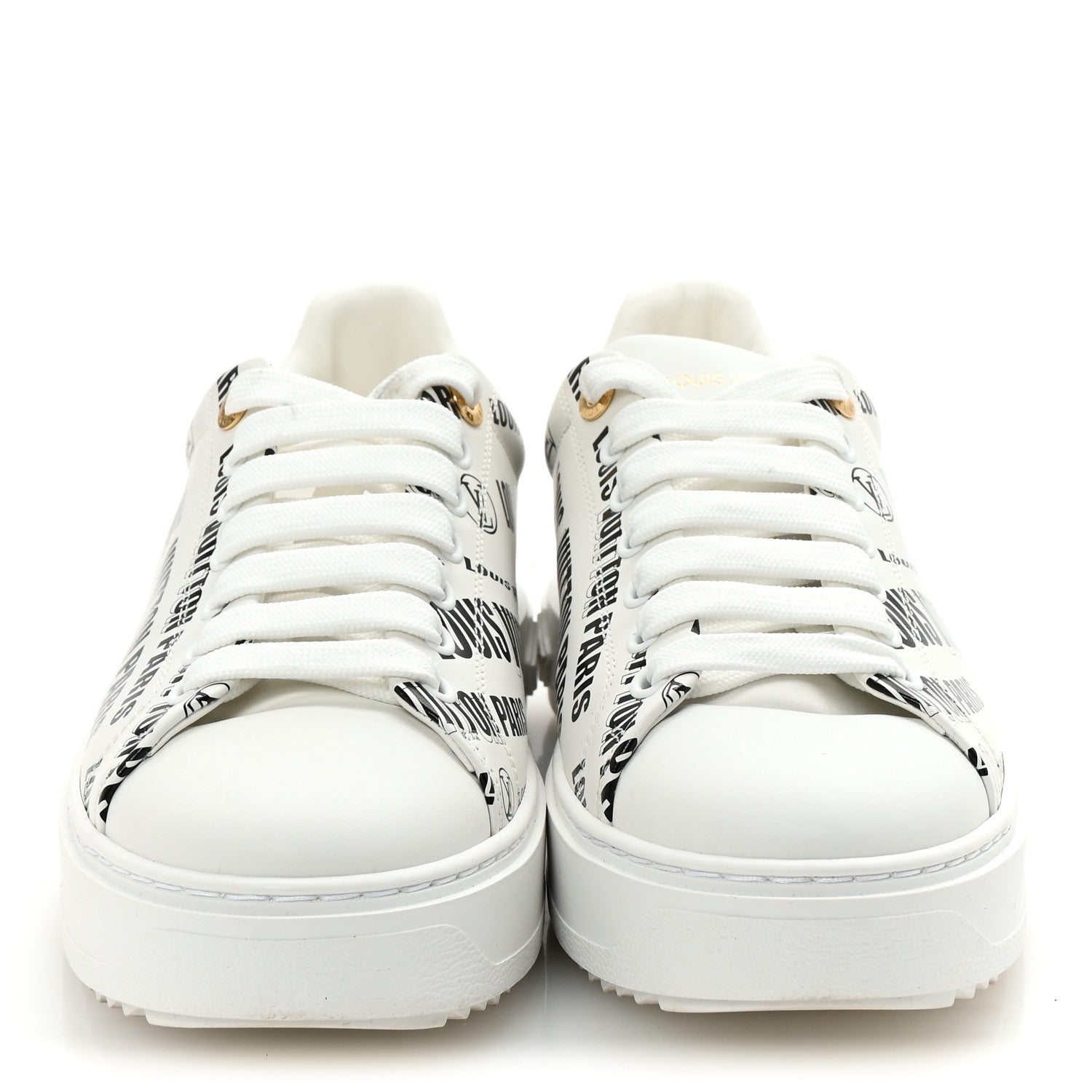 Calfskin Printed Time Out Trainer Sneakers 39 White