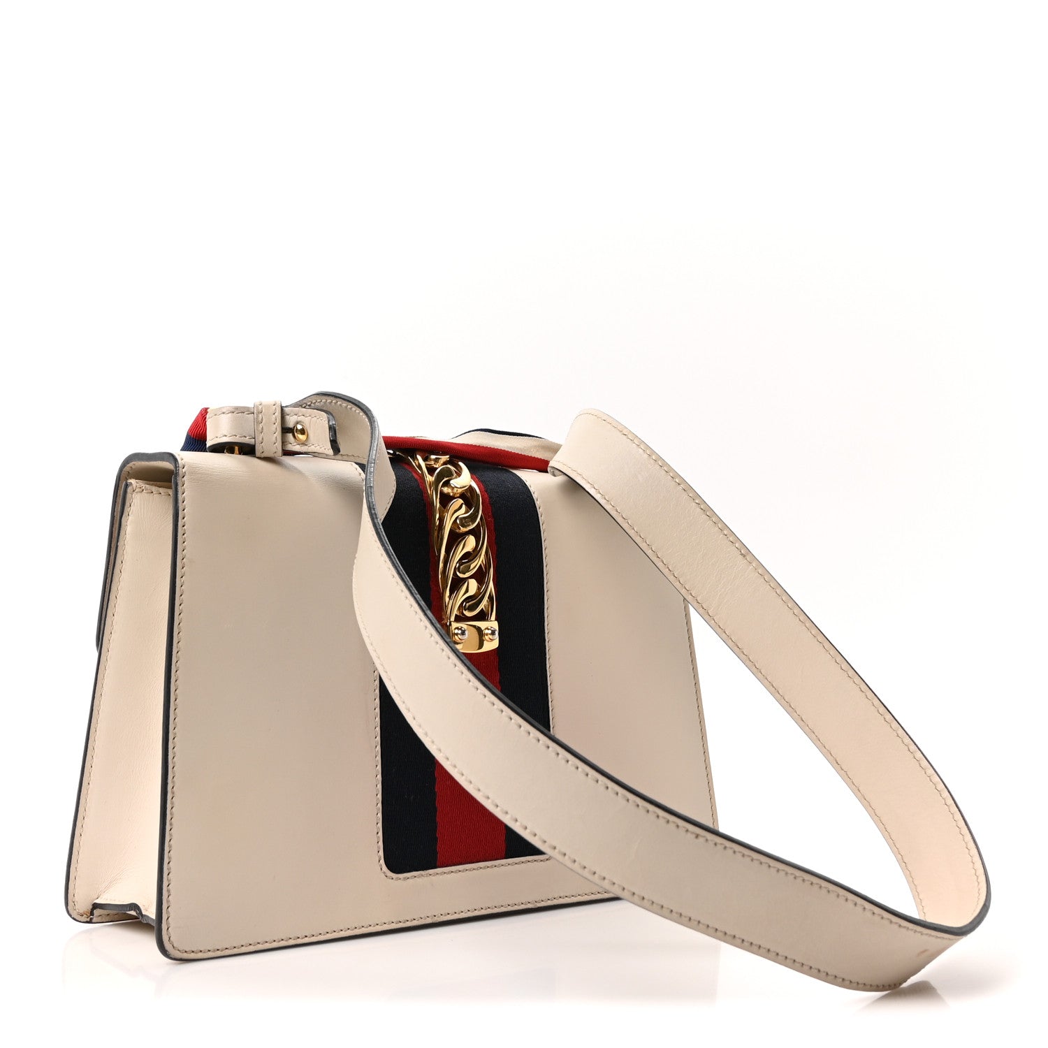 Calfskin Embroidered Small Sylvie Shoulder Bag White