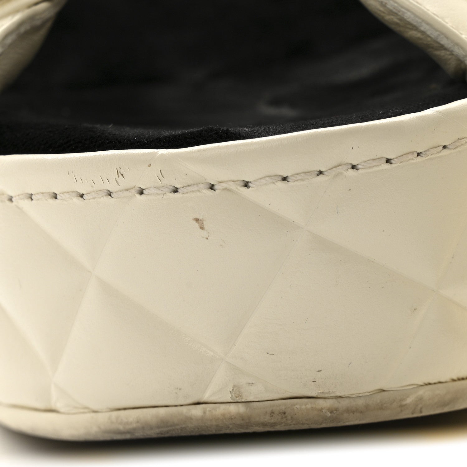 Shiny Calfskin Quilted Wedge Sandals 36 Ivory