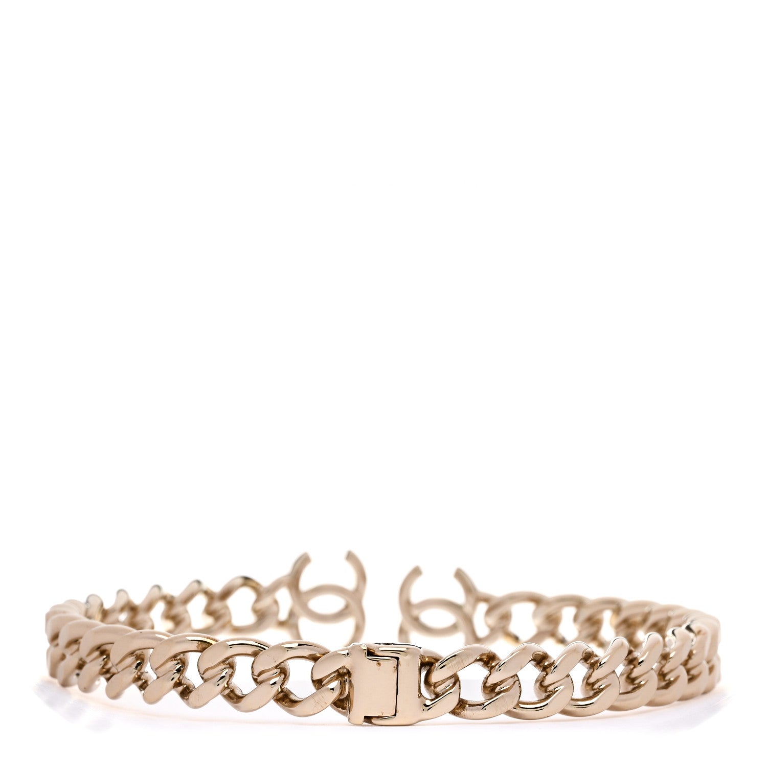 Metal CC Chain Link Choker Necklace L Gold