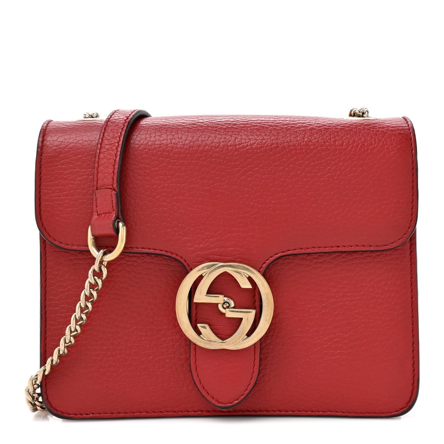 Dollar Calfskin Small Interlocking G Shoulder Bag Red