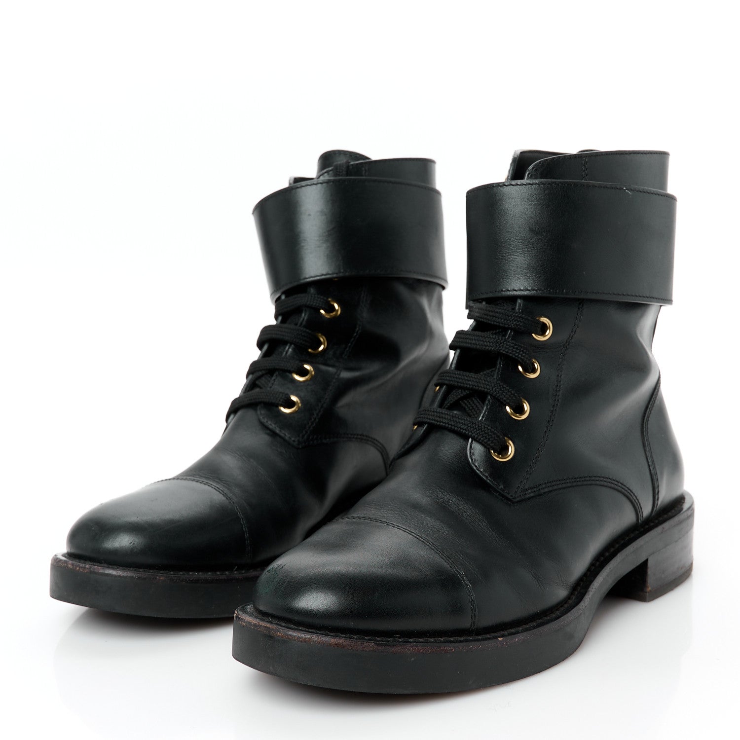 Calfskin Wonderland Flat Ranger Boots 37 Black