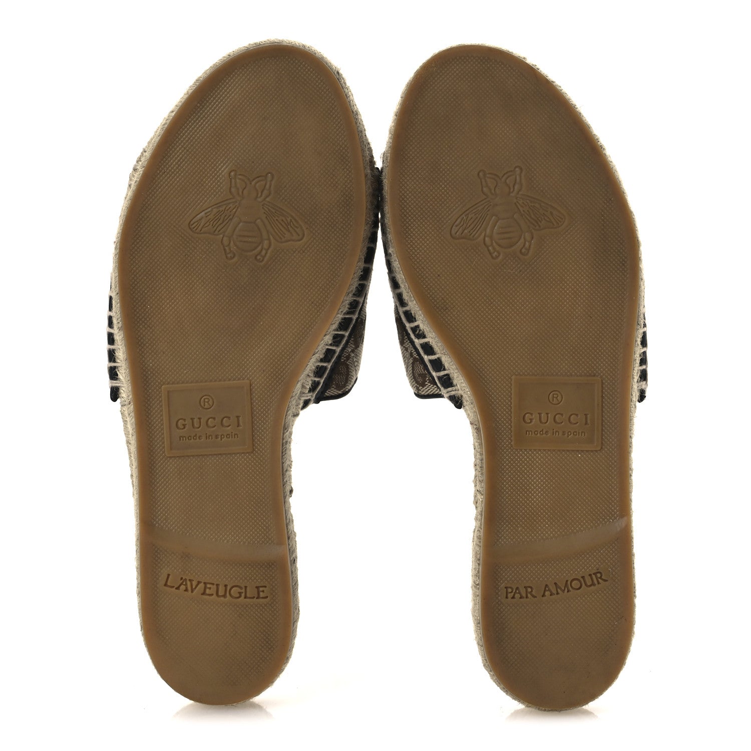 Monogram Matelasse GG Marmont Espadrille 20mm Slide Sandals 37.5 Beige Ebony Black