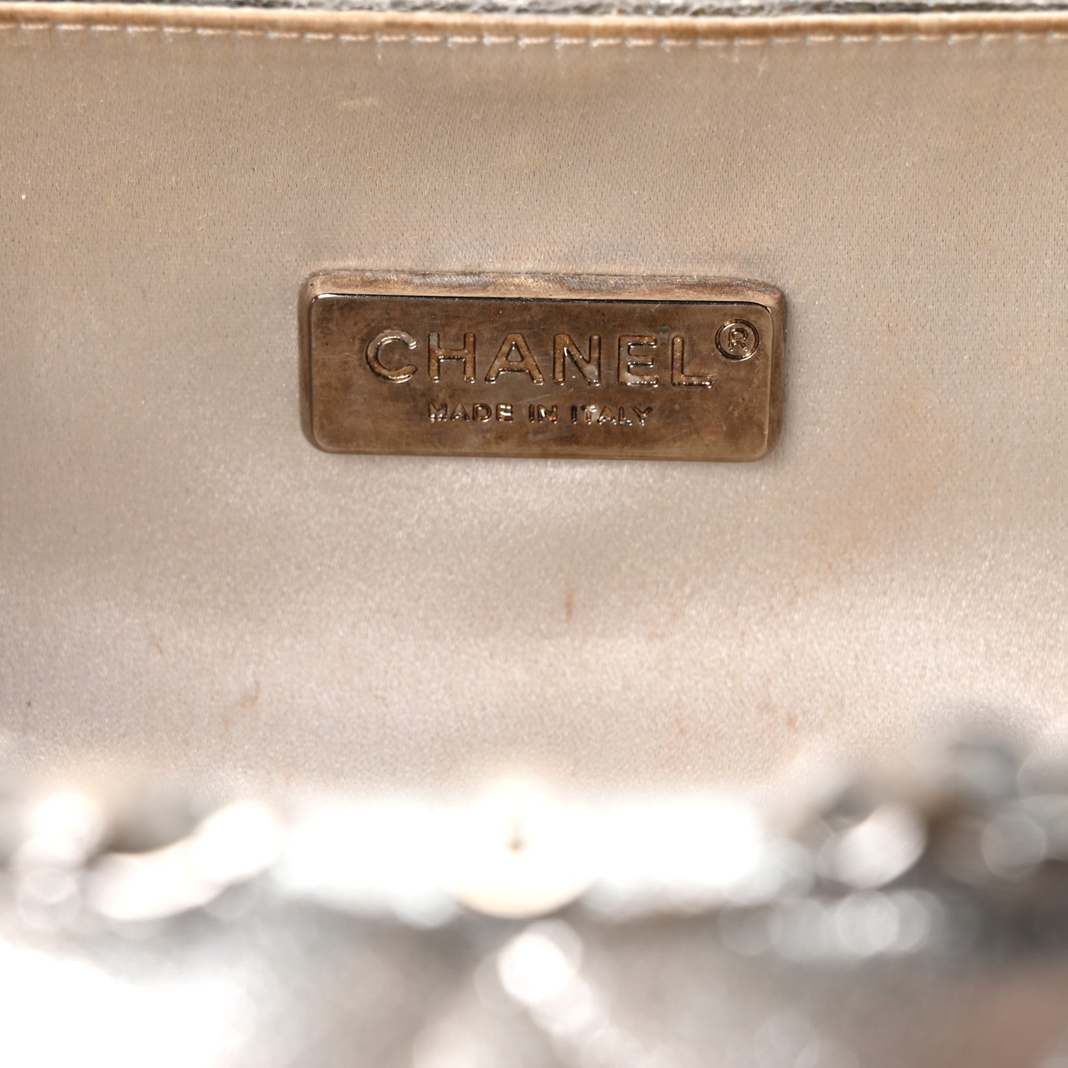 Metallic Lambskin Small Chain Around Clutch Silver