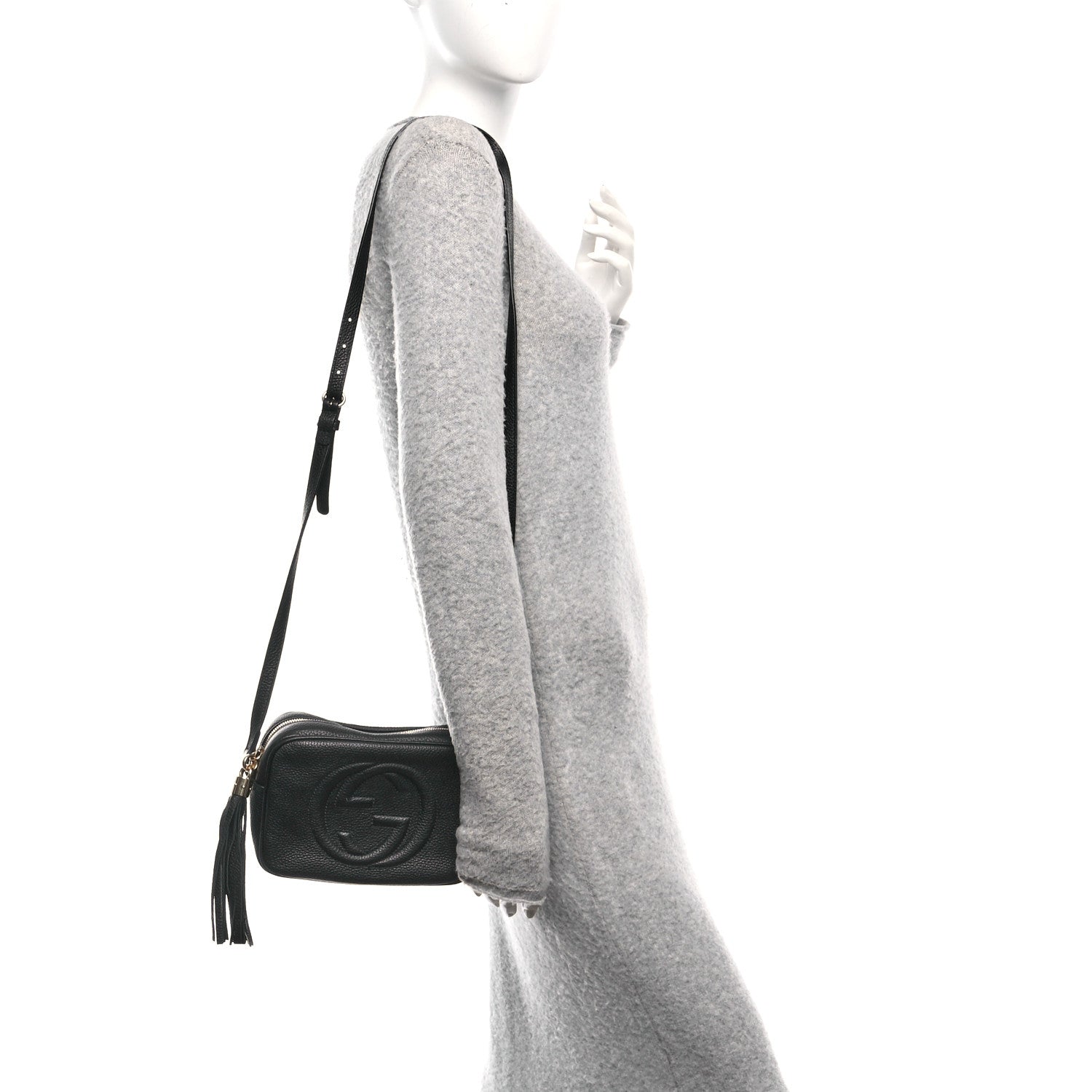 Pebbled Calfskin Small Soho Disco Bag Black