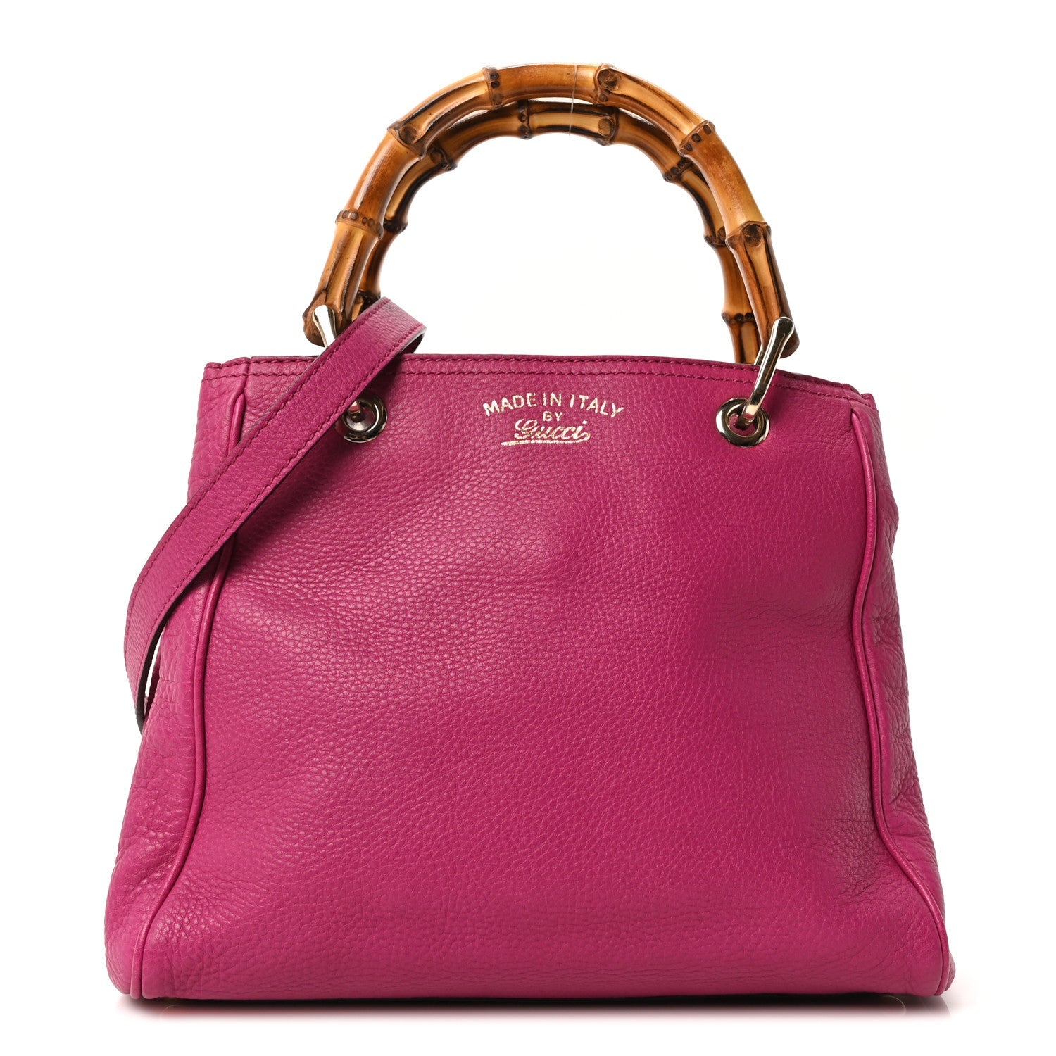 Calfskin Small Bamboo Shopper Tote Bright Bougainvillea